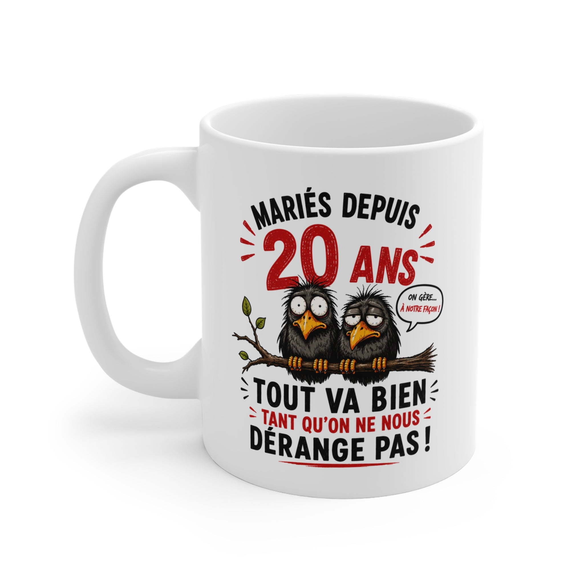 Tasse Mariés Depuis 20 Ans – Mug Humour Anniversaire de Mariage 20 Ans Homme Femme – Cadeau Noces de Porcelaine 325 ml