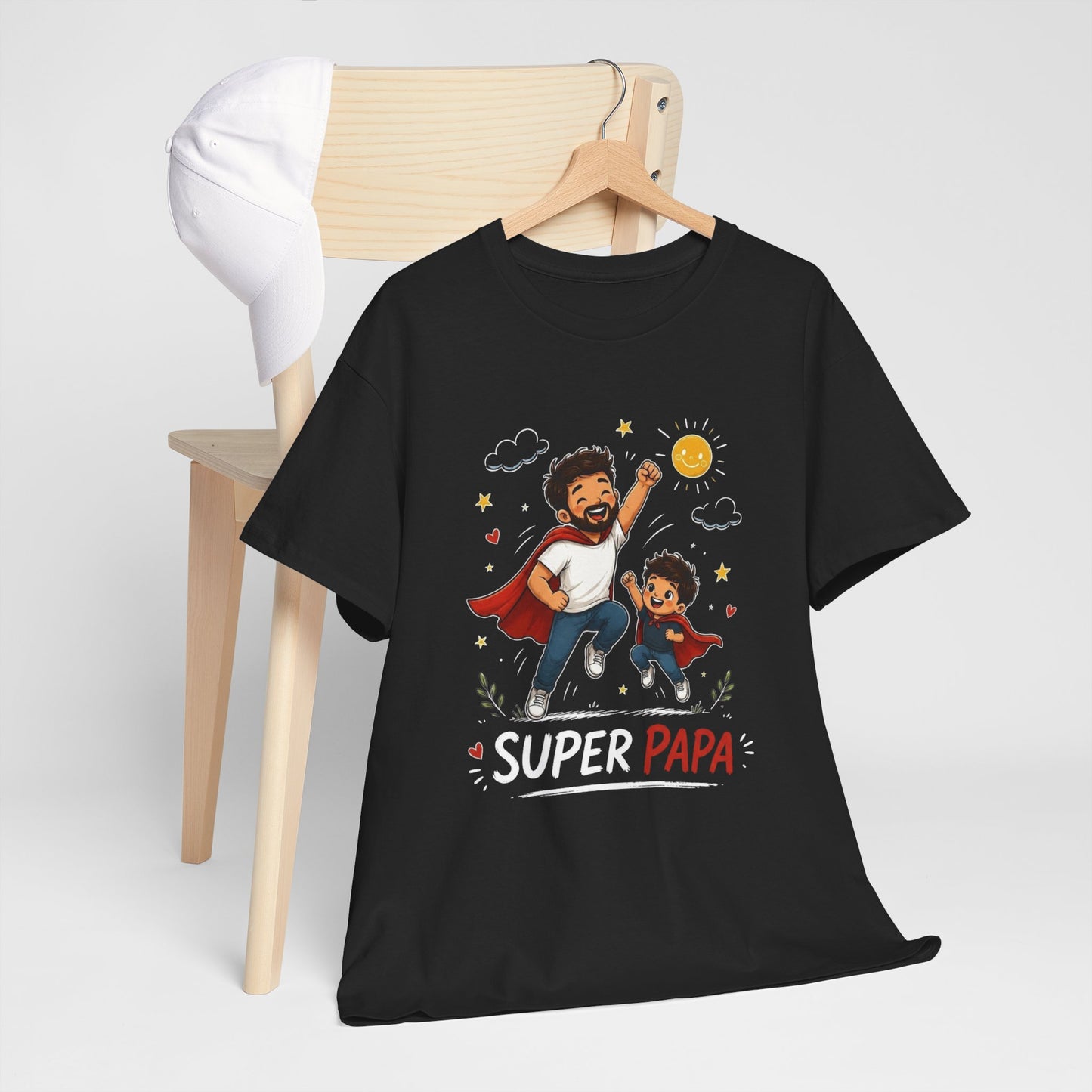 Tee-Shirt Super Papa – Cadeau Fête des Pères – Papa Héros avec Fils – Tee-Shirt Homme Amour Famille Père Enfant