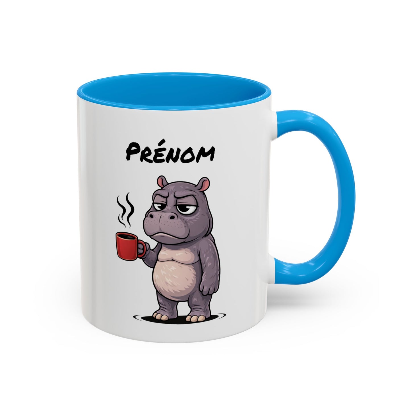 Mug Hippopotame Fatigué Personnalisable 325ml – Tasse Café Humour Animal Drôle Réveil Difficile Travail
