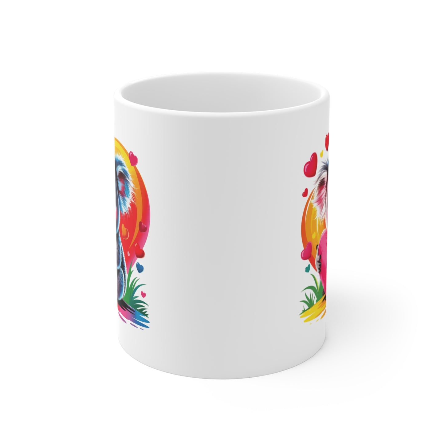 Mug Koala Kawaii avec Cœur Rose – Tasse Animaux Mignons Arc-en-Ciel – Design Cute et Coloré – Cadeau Original pour Amoureux des Koalas et Univers Kawaii – Céramique 325ml