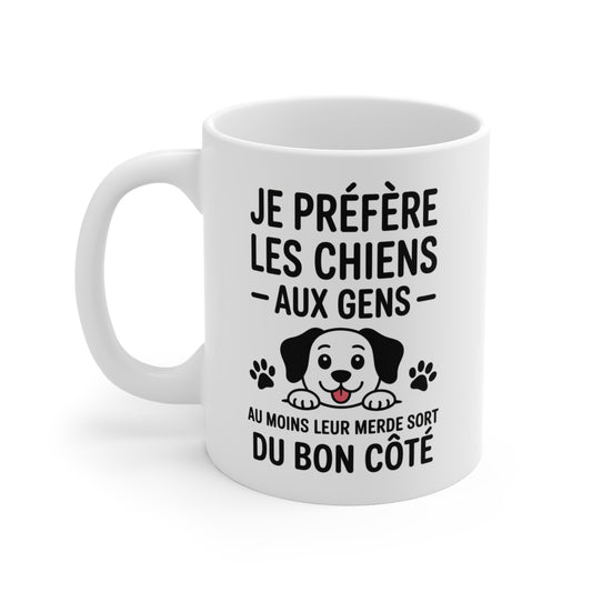 Tasse Céramique 325ml “Je Préfère les Chiens aux Gens” – Mug Humour Chien – Cadeau Amoureux des Animaux