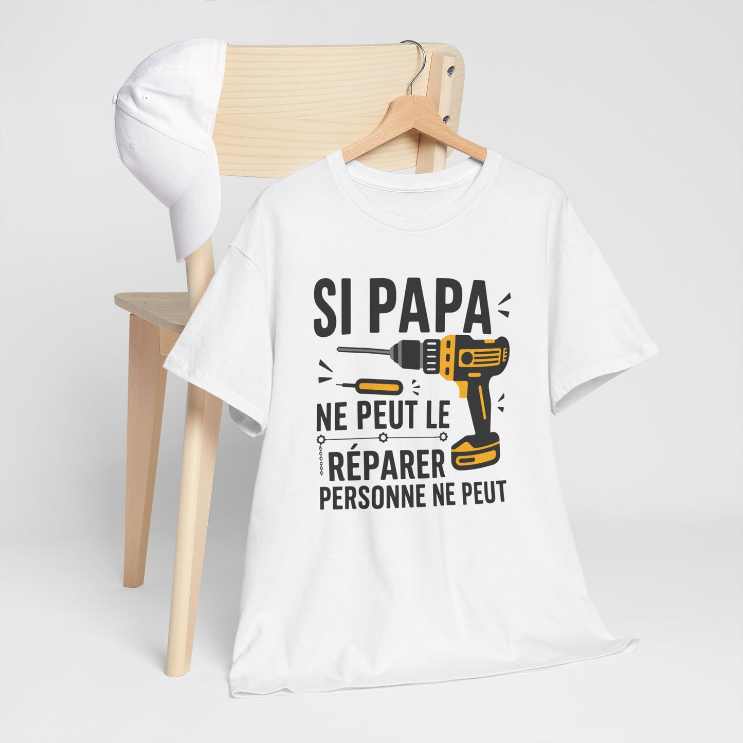 Tee-Shirt Papa Bricoleur Humour – Cadeau Père Bricolage Atelier Outils Perceuse Homme