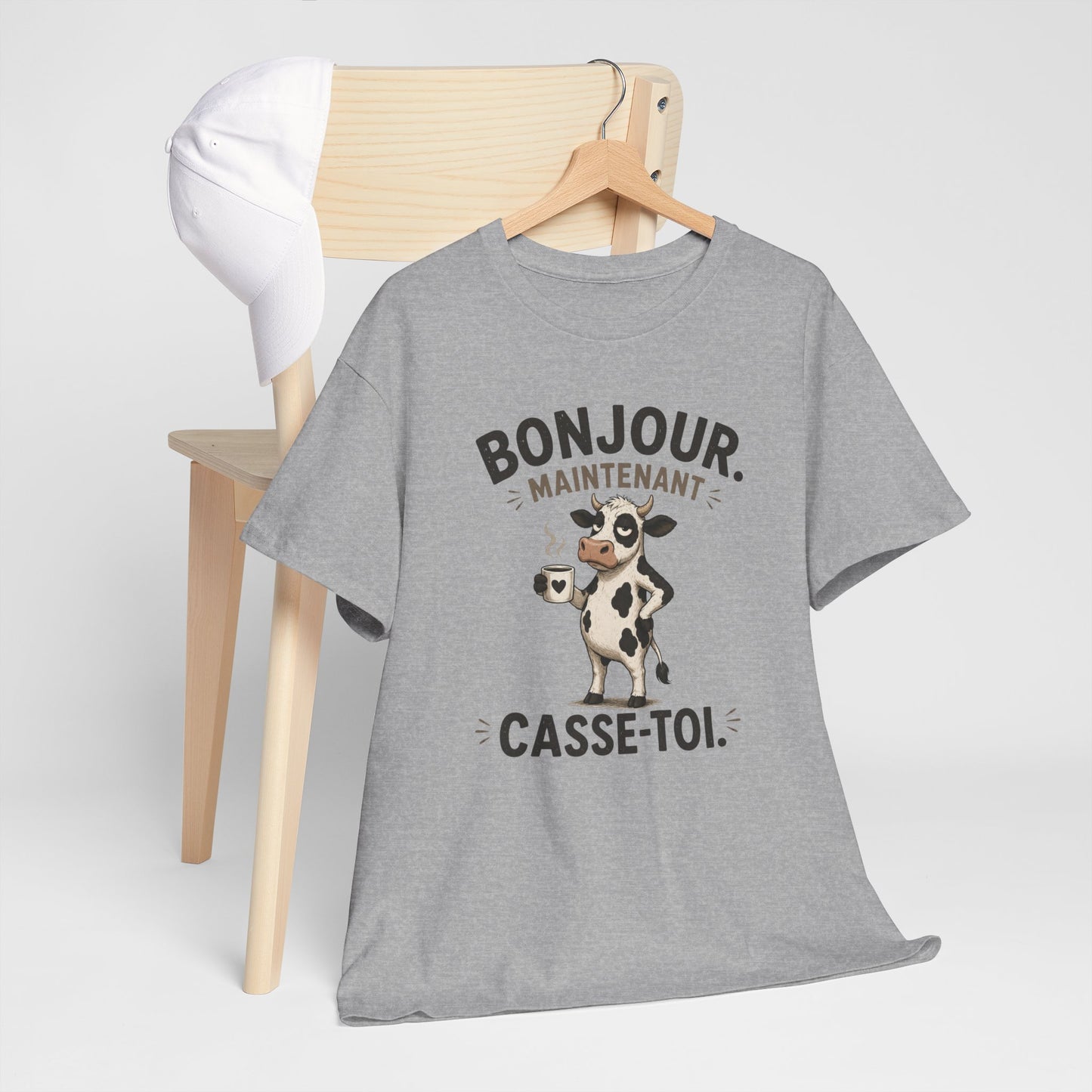 T-Shirt Humour Homme et Femme – Vache Drôle Café – Humour Sarcastique Mauvaise Humeur – Cadeau Original