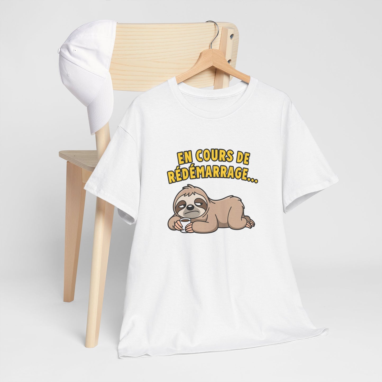 T-Shirt Humour Paresseux En Cours de Redémarrage – Tee Shirt Drôle Adulte Fatigue Café Travail Bureau Citation Fun Cadeau Collègue Homme Femme