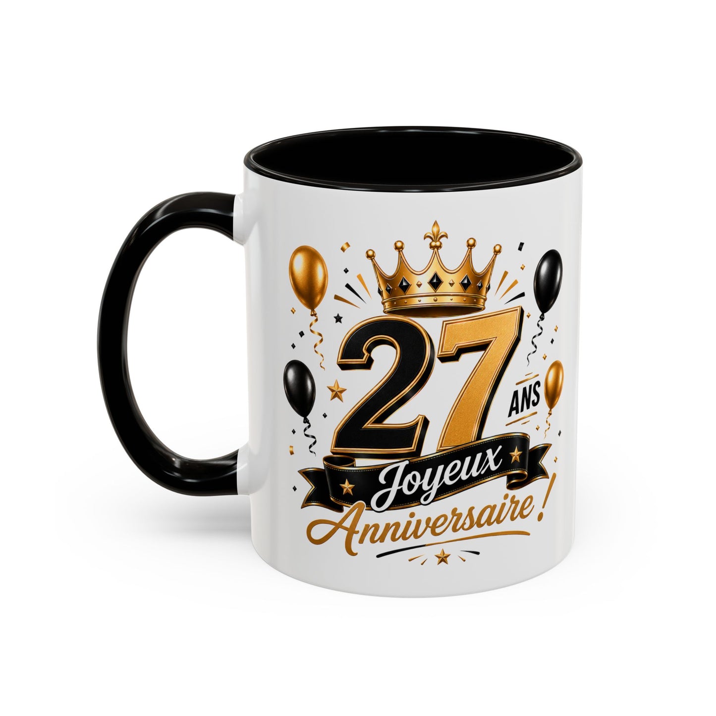 Mug Joyeux 27 Ans – Tasse Anniversaire 27 Ans – Cadeau Original pour Femme Homme – Idée Cadeau 27e Anniversaire Noir Bleu Rouge
