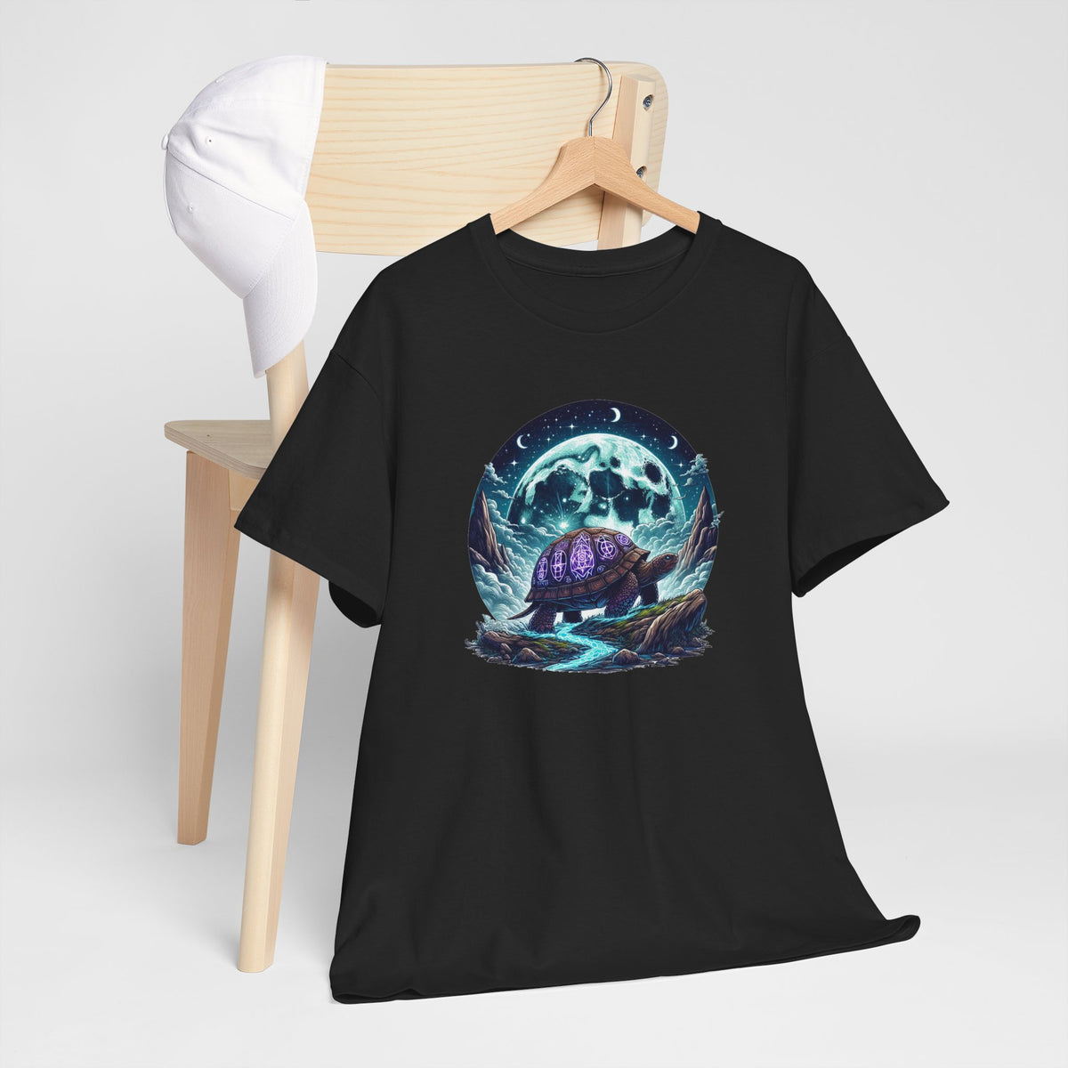 Tee Shirt Tortue Mystique Homme Femme – T-Shirt Tortue Lune Univers Fantastique – Illustration Magique – Idée Cadeau Originale