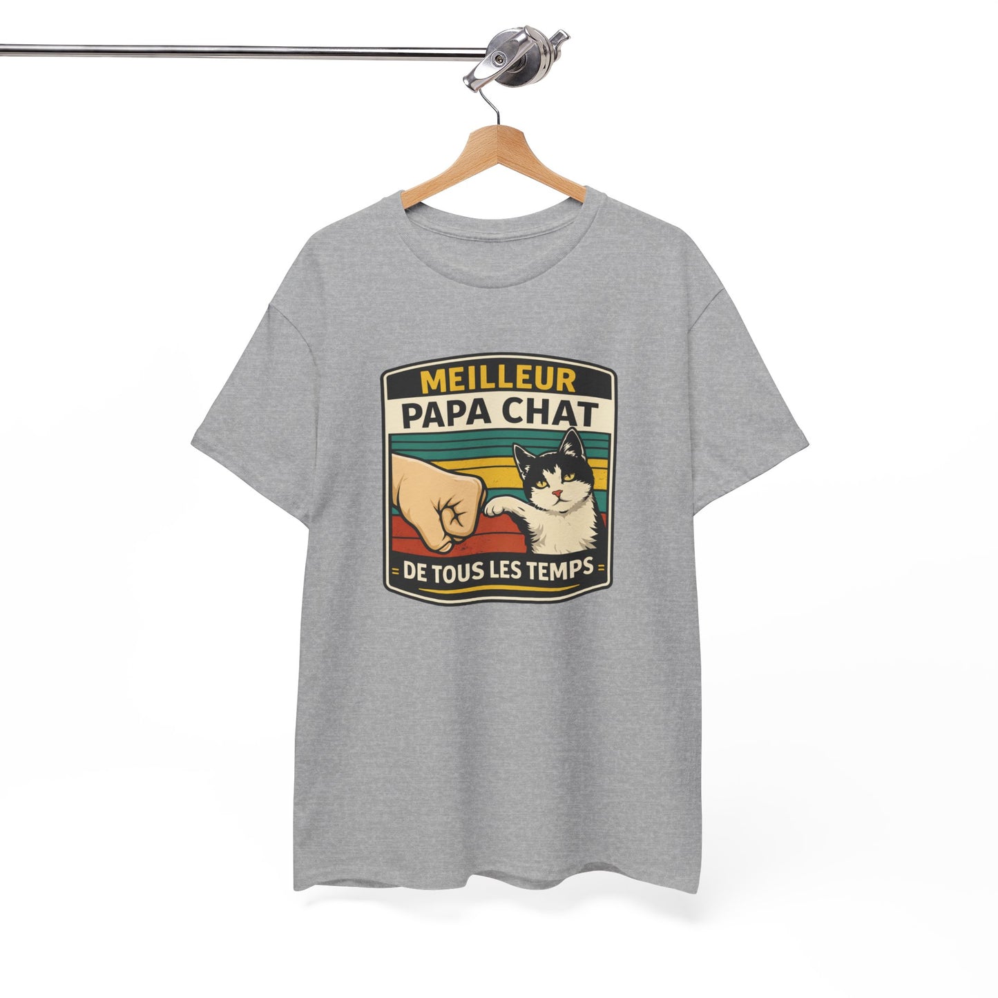 T-Shirt "Meilleur Papa Chat de Tous les Temps" – Design Chat Vintage – Cadeau Papa Amoureux des Chats