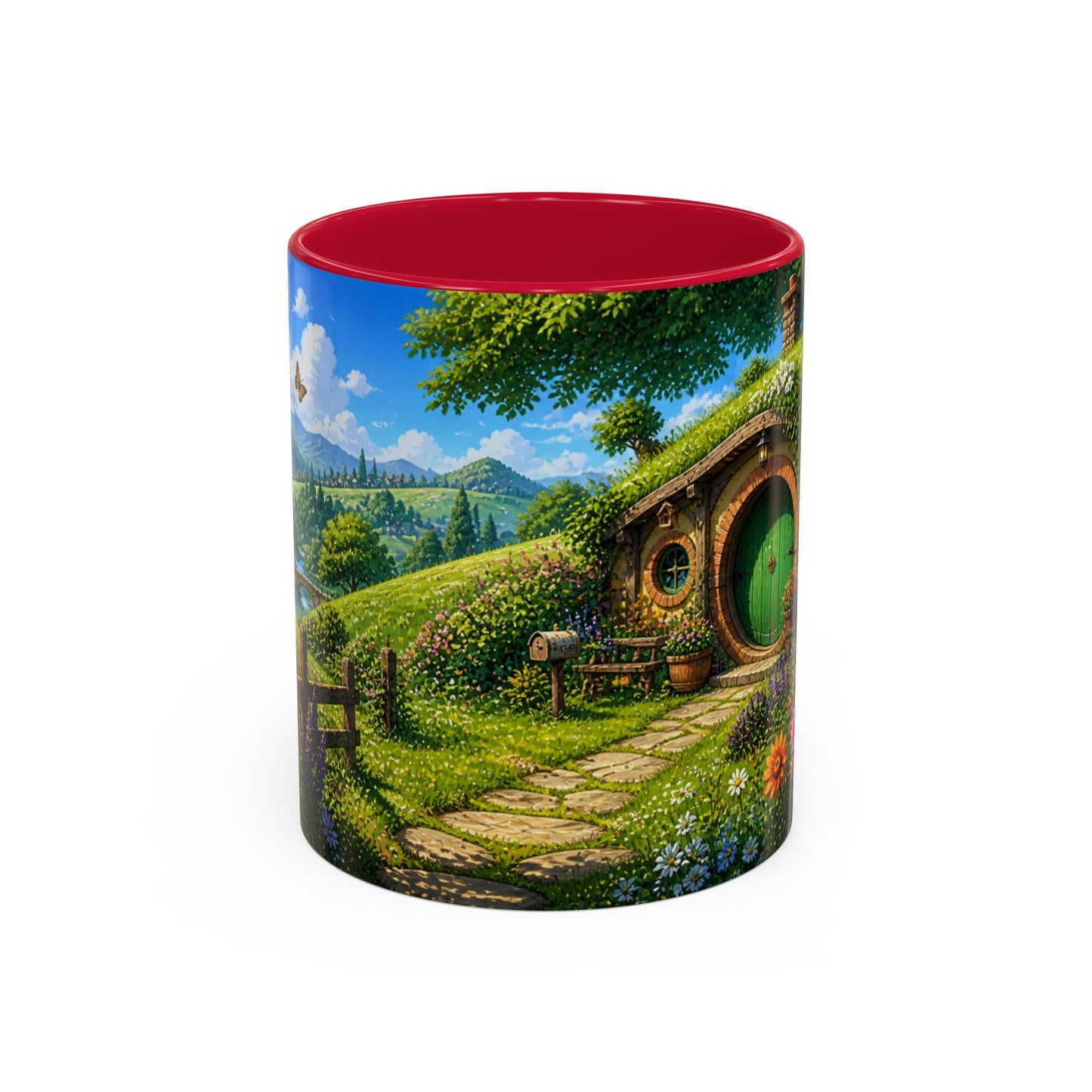 Tasse Maison Hobbit – Mug Cottage Fantastique avec Jardin Fleuri et Paysage Nature – Ambiance Fantasy 325ml