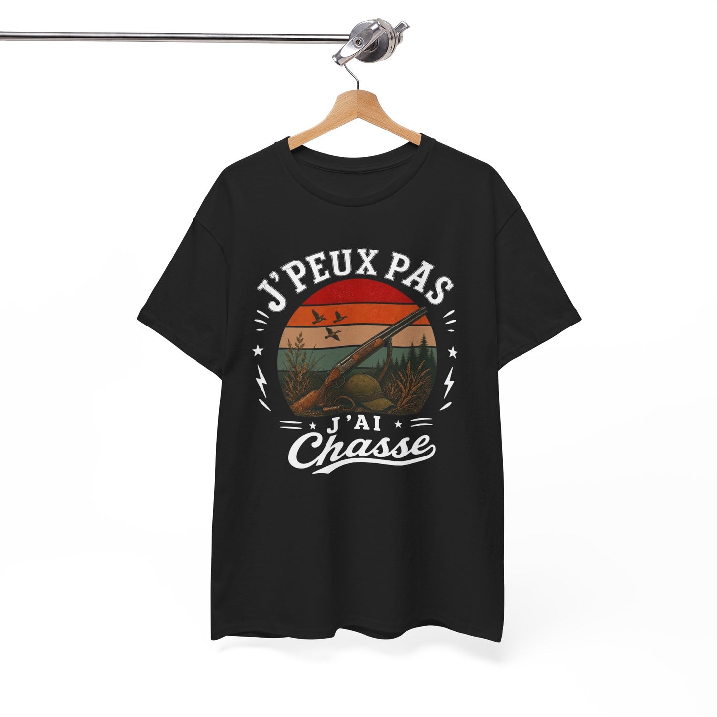 T-Shirt J’Peux Pas J’Ai Chasse – Tee Shirt Humour Chasseur Vintage – Cadeau Passion Nature Homme