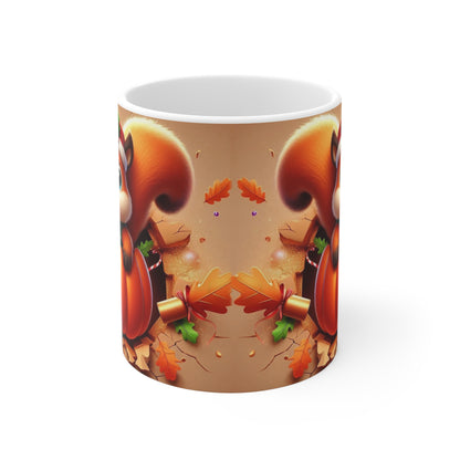 Tasse Écureuil Citrouille & Noël – Mug Pull Vert Festif – Cadeau Automne-Hiver Original 325ml