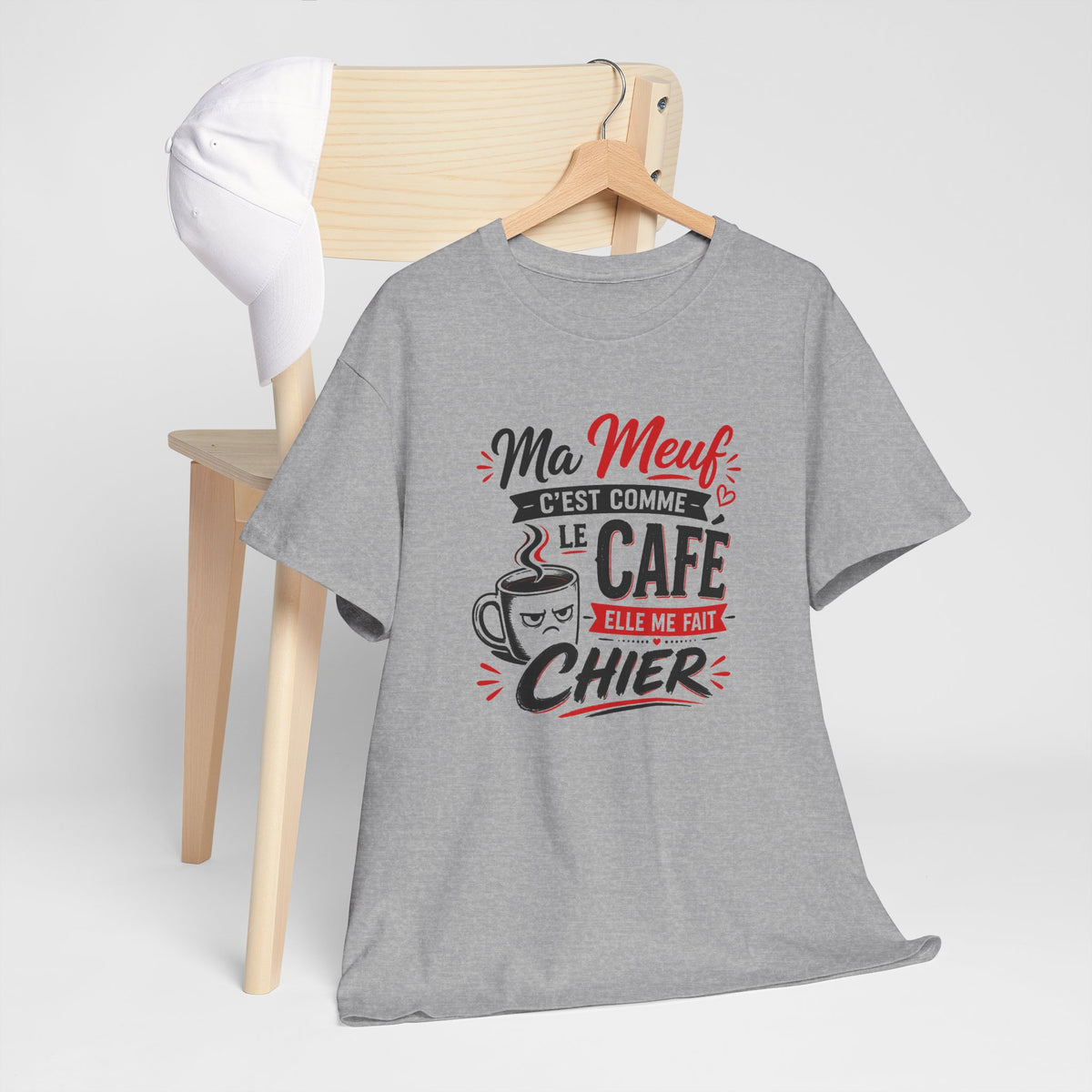 Tee Shirt Homme Humour Café – Ma Meuf C’est Comme le Café Elle Me Fait Chier – T-Shirt Drôle Idée Cadeau Couple