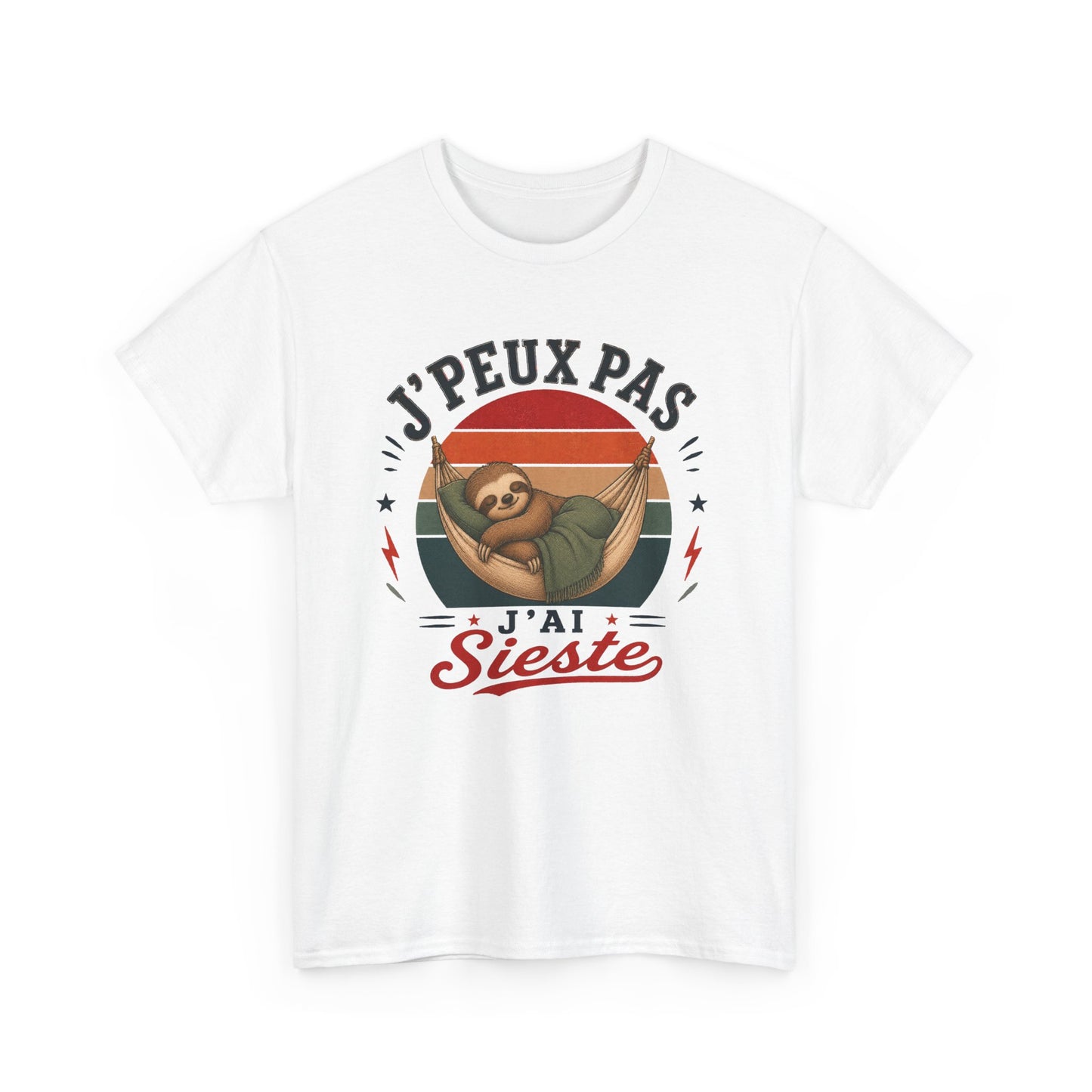 T-Shirt J’Peux Pas J’Ai Sieste – Tee Shirt Humour Paresseux Vintage – Cadeau Repos Homme Femme