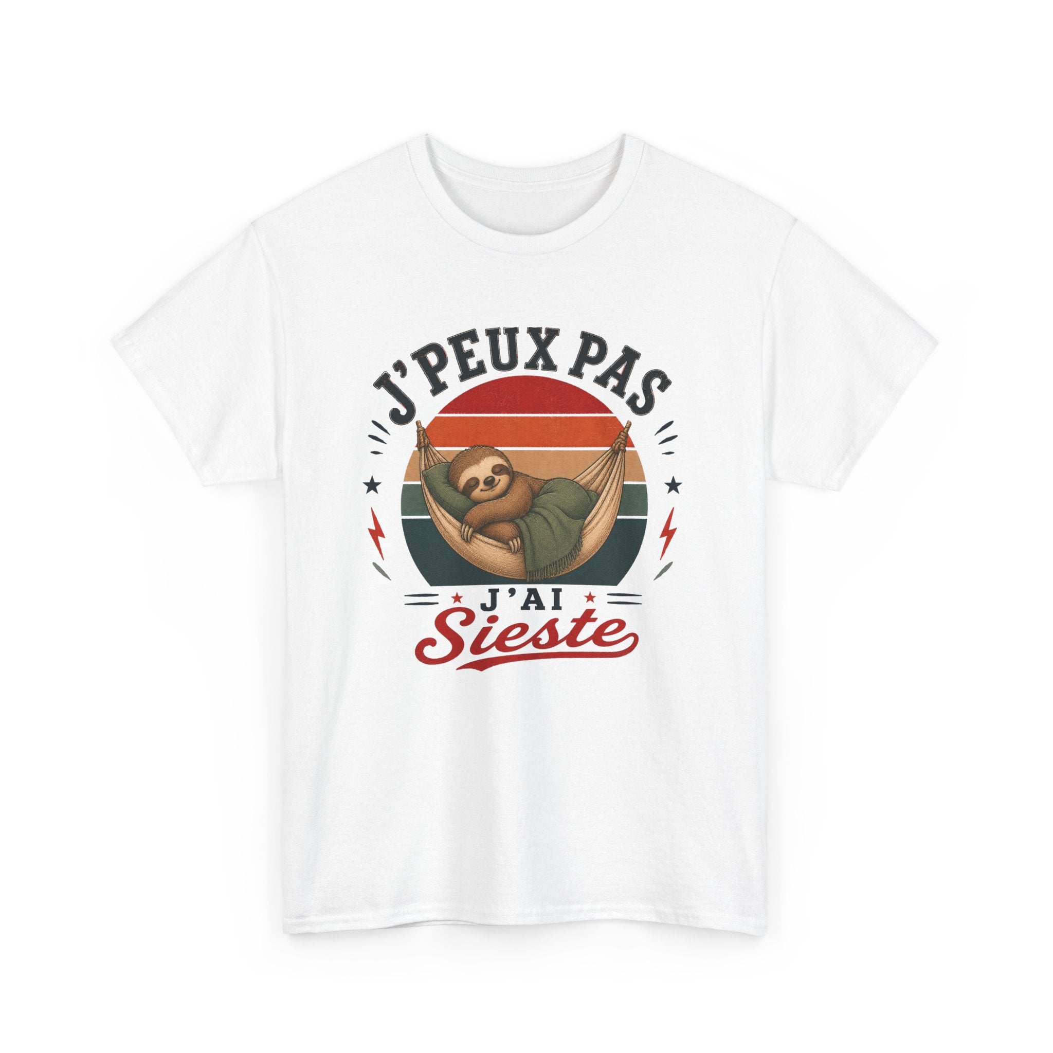 T-Shirt J’Peux Pas J’Ai Sieste – Tee Shirt Humour Paresseux Vintage – Cadeau Repos Homme Femme