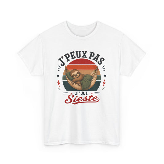 T-Shirt J’Peux Pas J’Ai Sieste – Tee Shirt Humour Paresseux Vintage – Cadeau Repos Homme Femme