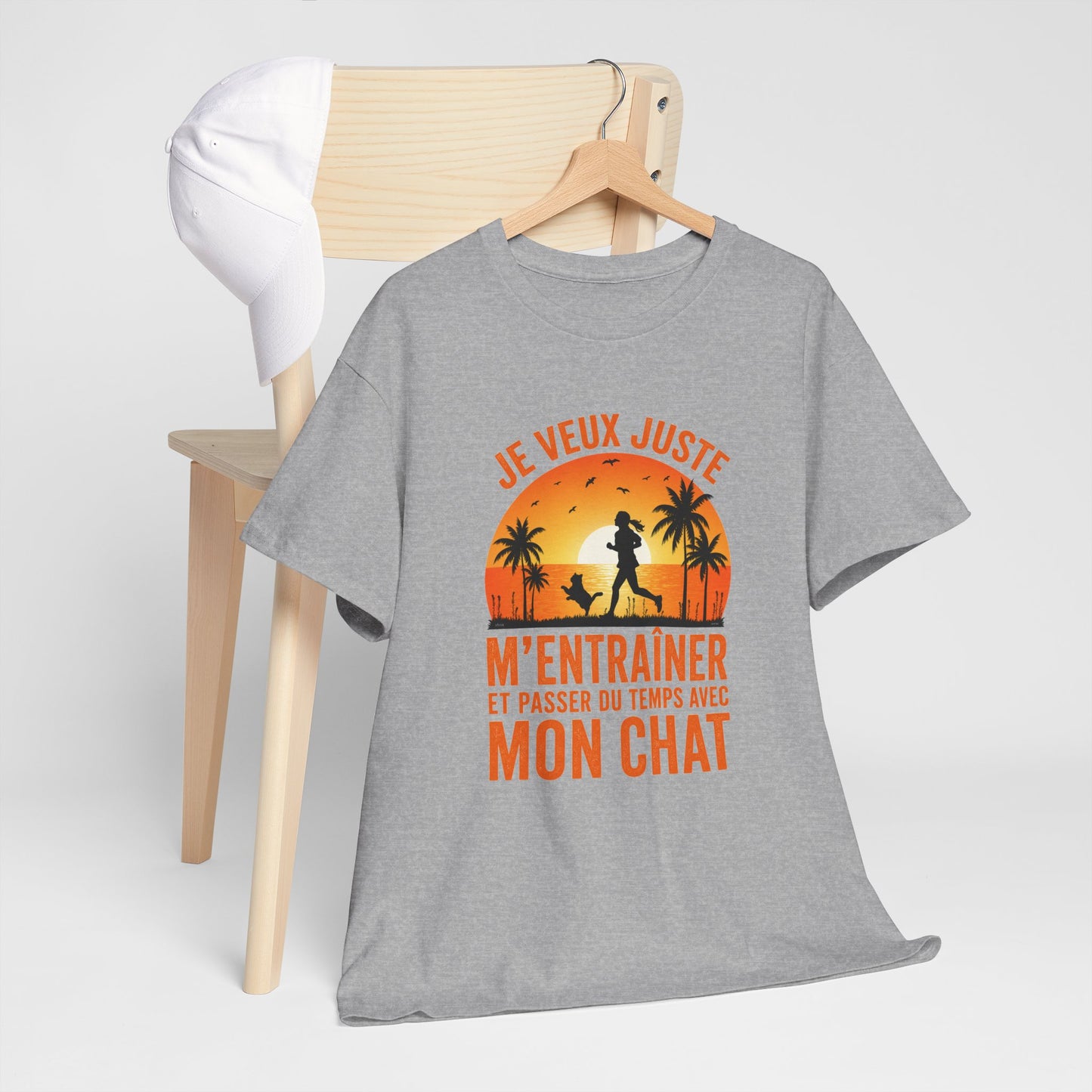 T-Shirt Femme Running avec Chat – Course à Pied Jogging Sport – Cadeau Coureuse Amoureuse des Chats