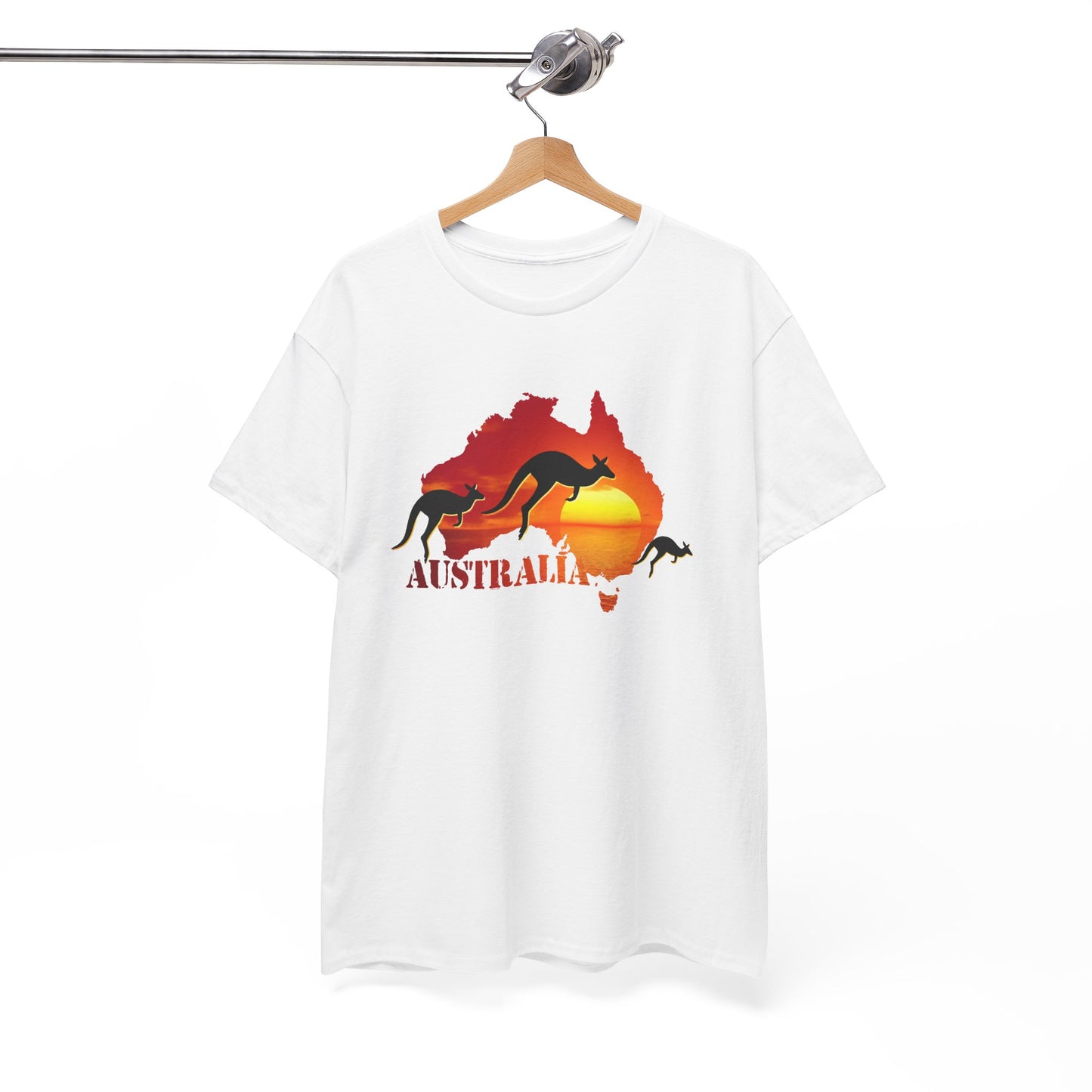 Tee Shirt Homme et Femme Australie Kangourou Coucher de Soleil Voyage Nature Paysage Australien Animal Sauvage Cadeau