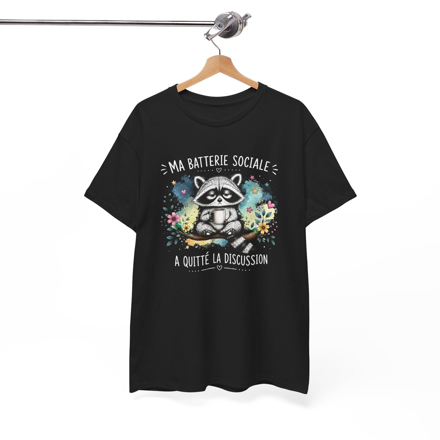 Tee-Shirt Humour Homme et Femme – Raton Laveur Drôle Fatigué – Idée Cadeau Original Introverti Animal Mignon Anniversaire