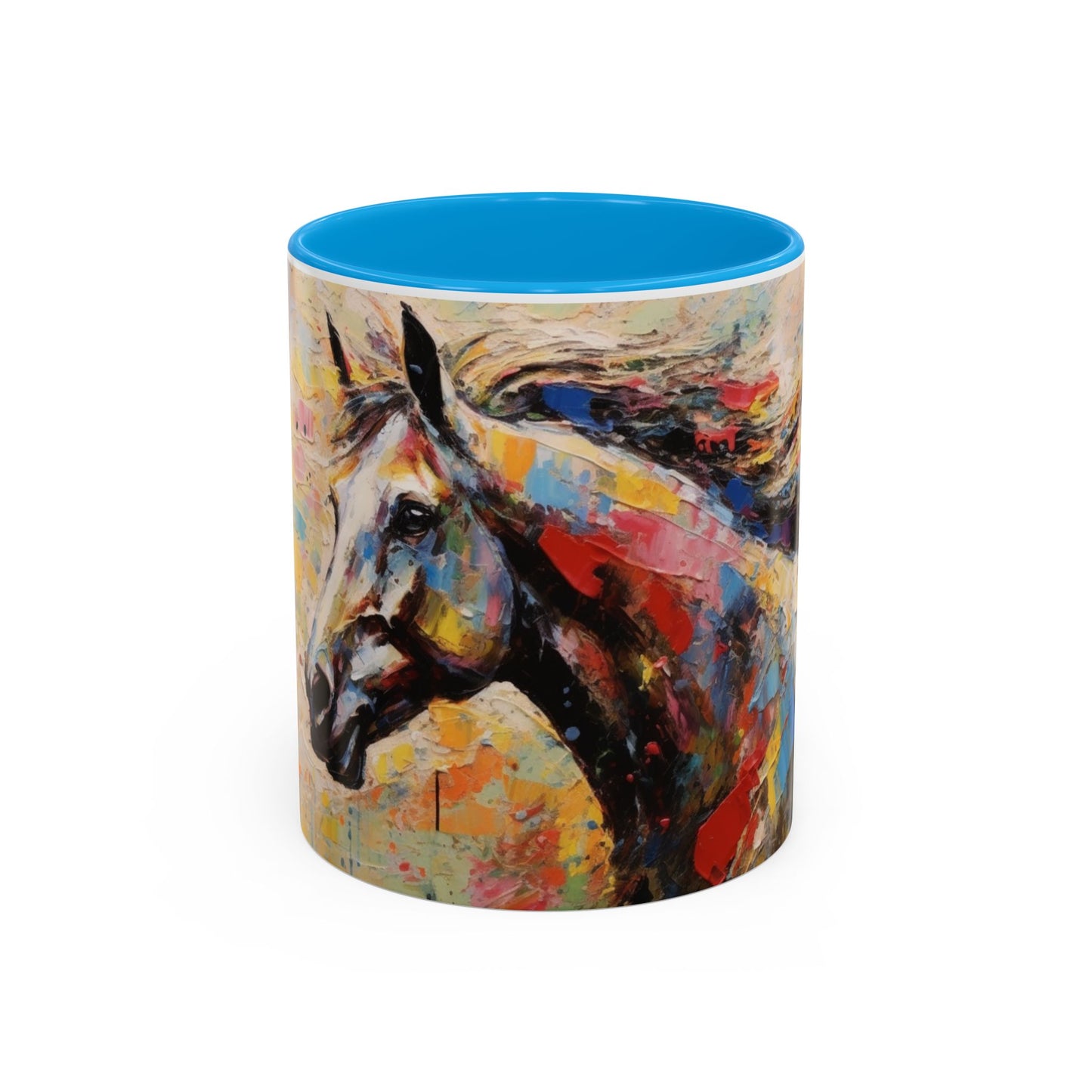 Mug Cheval Artistique Coloré – Tasse Peinture Moderne Cheval Abstrait – Cadeau Passion Équitation 325ml