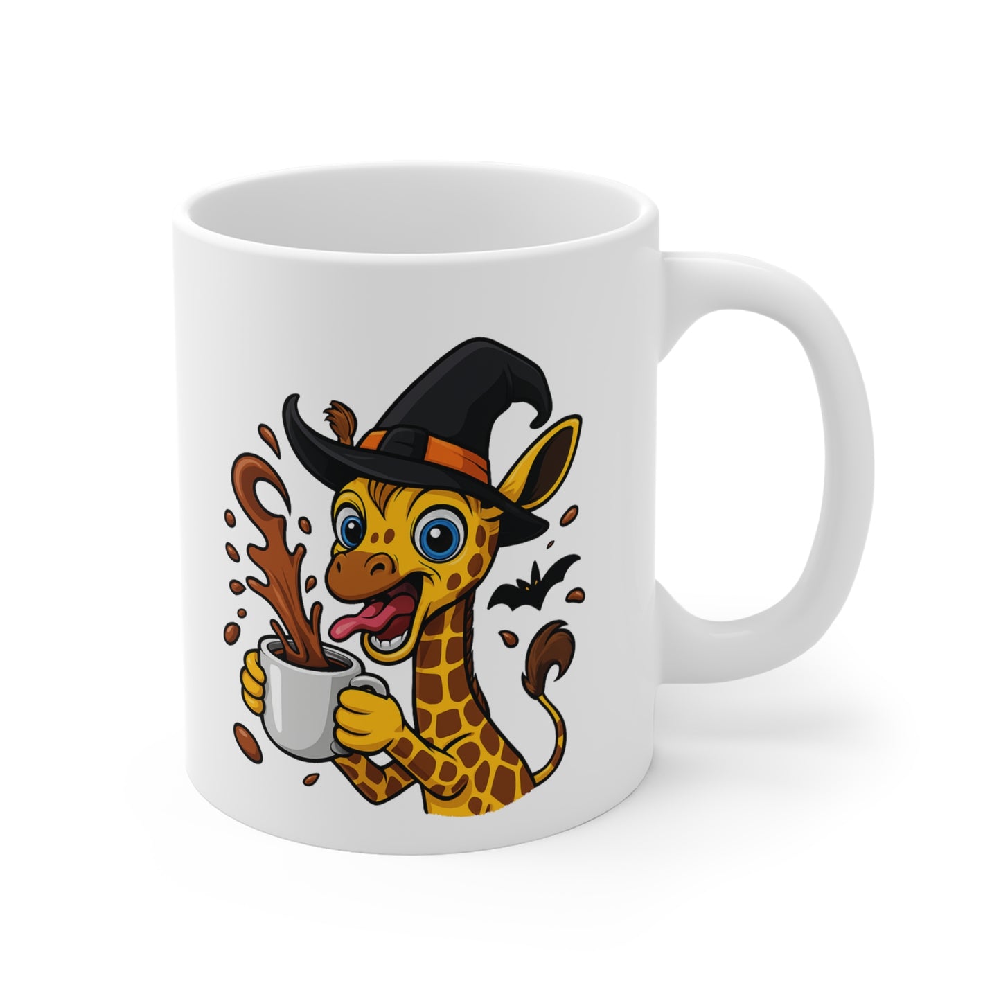 Mug Girafe Sorcière Café – Tasse Céramique 325ml – Illustration Animalière Drôle Halloween