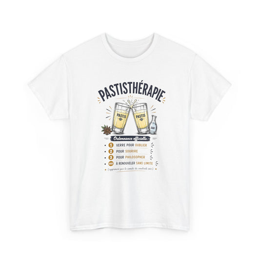 T-Shirt Pastis Thérapie Homme Femme – Tee Shirt Humour Apéro Pastis – Cadeau Drôle Soirée Amis Weekend Noir Blanc Gris