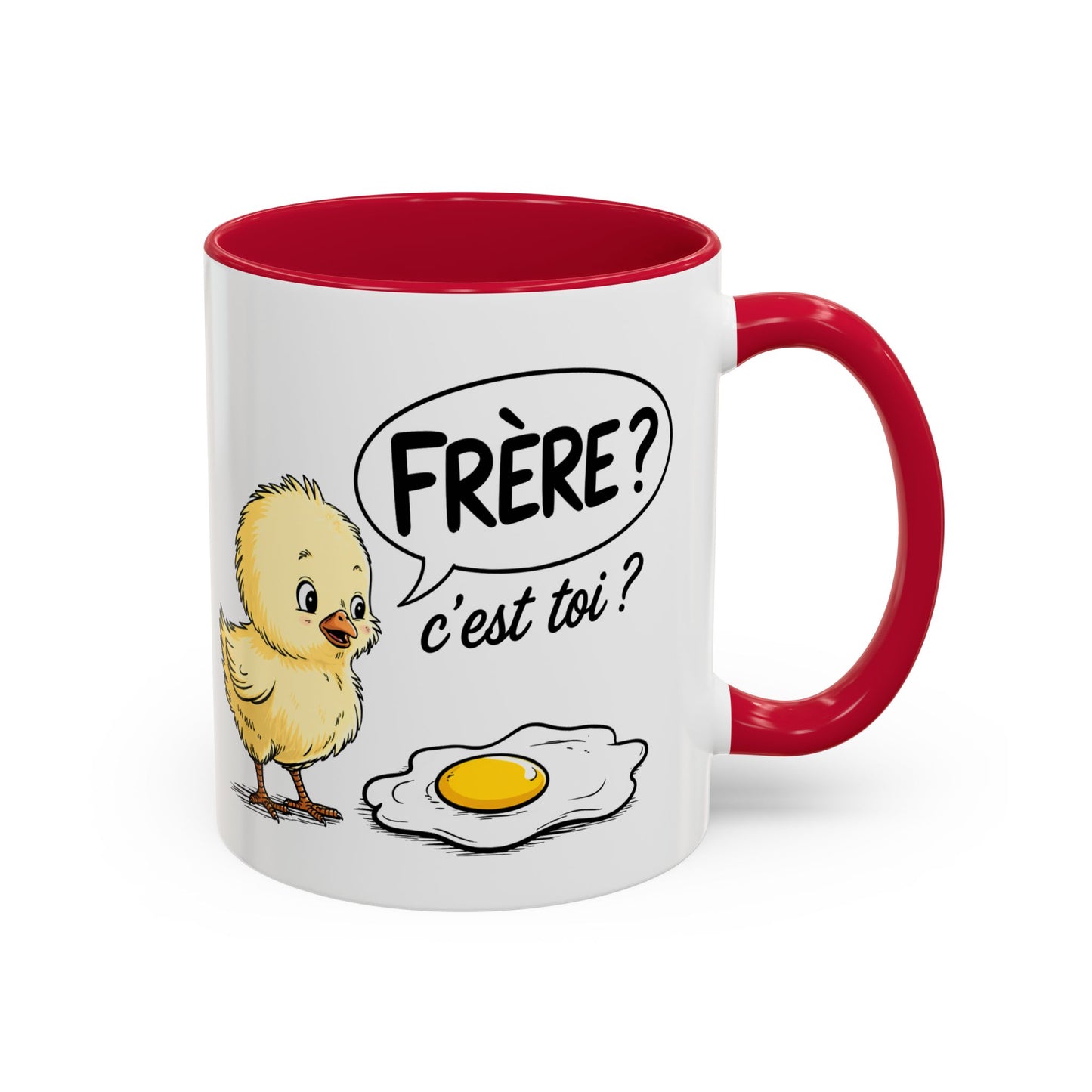 Mug Humour Poussin Œuf – Tasse Blague Frère C’est Toi – Cadeau Drôle Fun Original – Céramique 325ml Noir Bleu Rouge