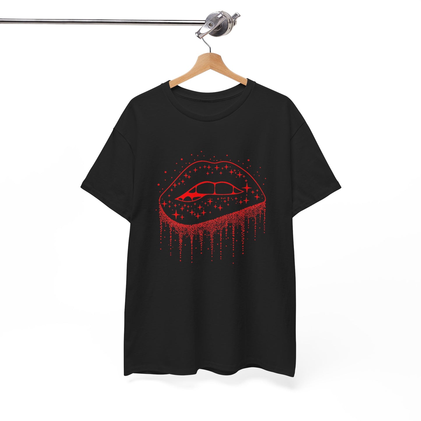 Tee Shirt Femme Lèvres Rouges Glamour Bouche Scintillante Brillante Style Féminin Élégant Original Cadeau