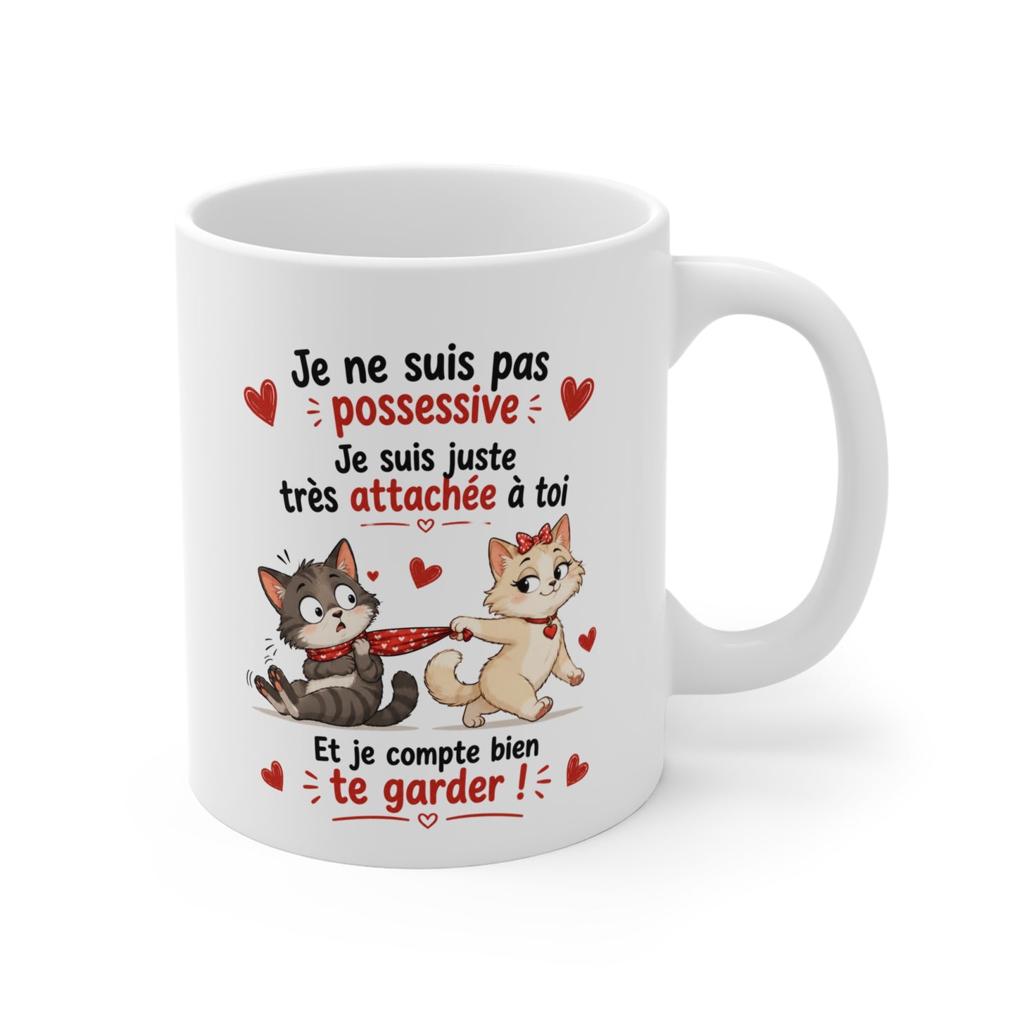 Tasse Je Ne Suis Pas Possessive – Mug Chats Couple Humour Amour – Cadeau Romantique 325ml