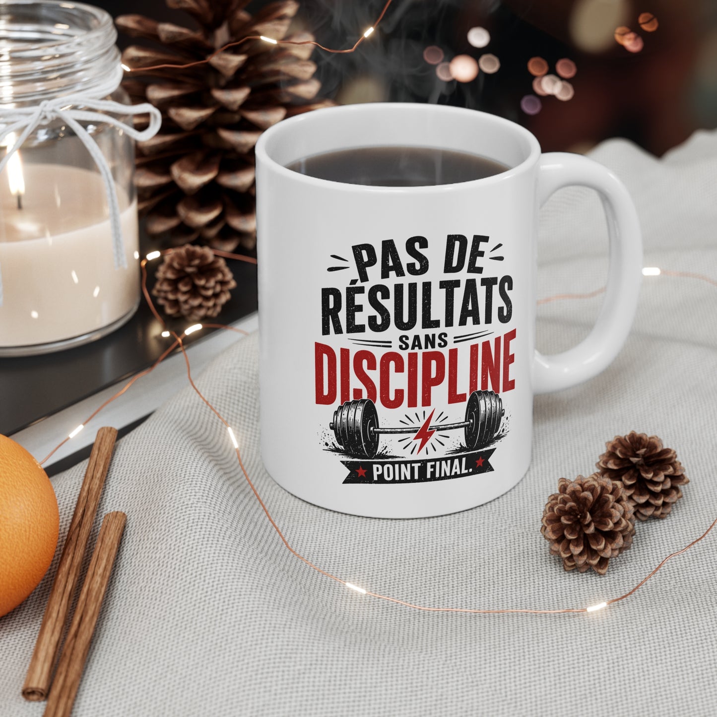 Tasse Pas De Résultats Sans Discipline – Mug Motivation Musculation Vintage – Cadeau Fitness Homme Femme 325ml