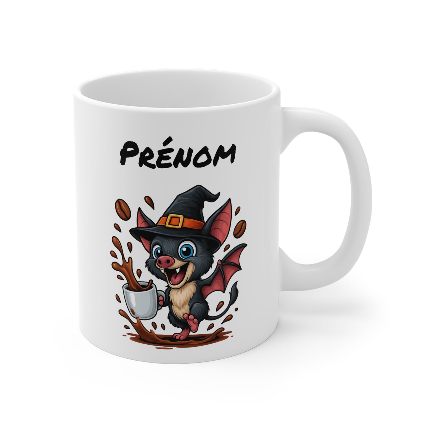 Tasse Personnalisable Chauve-Souris Sorcière – Mug Halloween Prénom 325ml – Cadeau Fantaisie Original