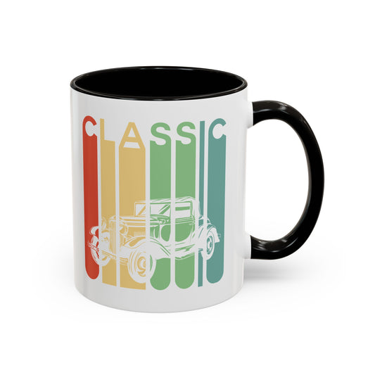 Mug Voiture Vintage Homme et Femme – Tasse Automobile Classique Rétro – Idée Cadeau Passionné Auto Ancienne Collectionneur Conducteur – 325 ml Noir Bleu Rouge