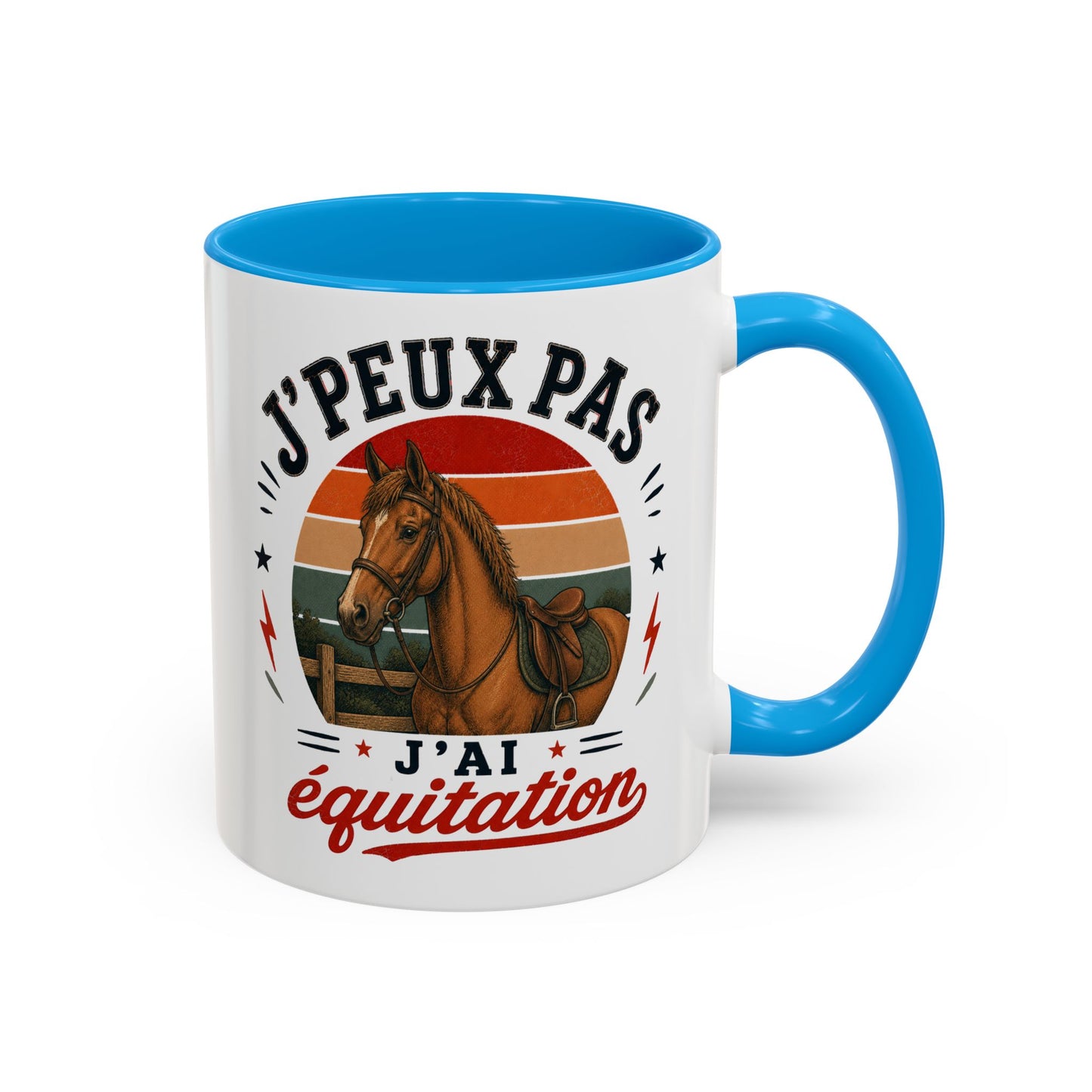 Tasse J’Peux Pas J’Ai Équitation – Mug Humour Cheval Vintage – Cadeau Cavalière Cavalier 325ml
