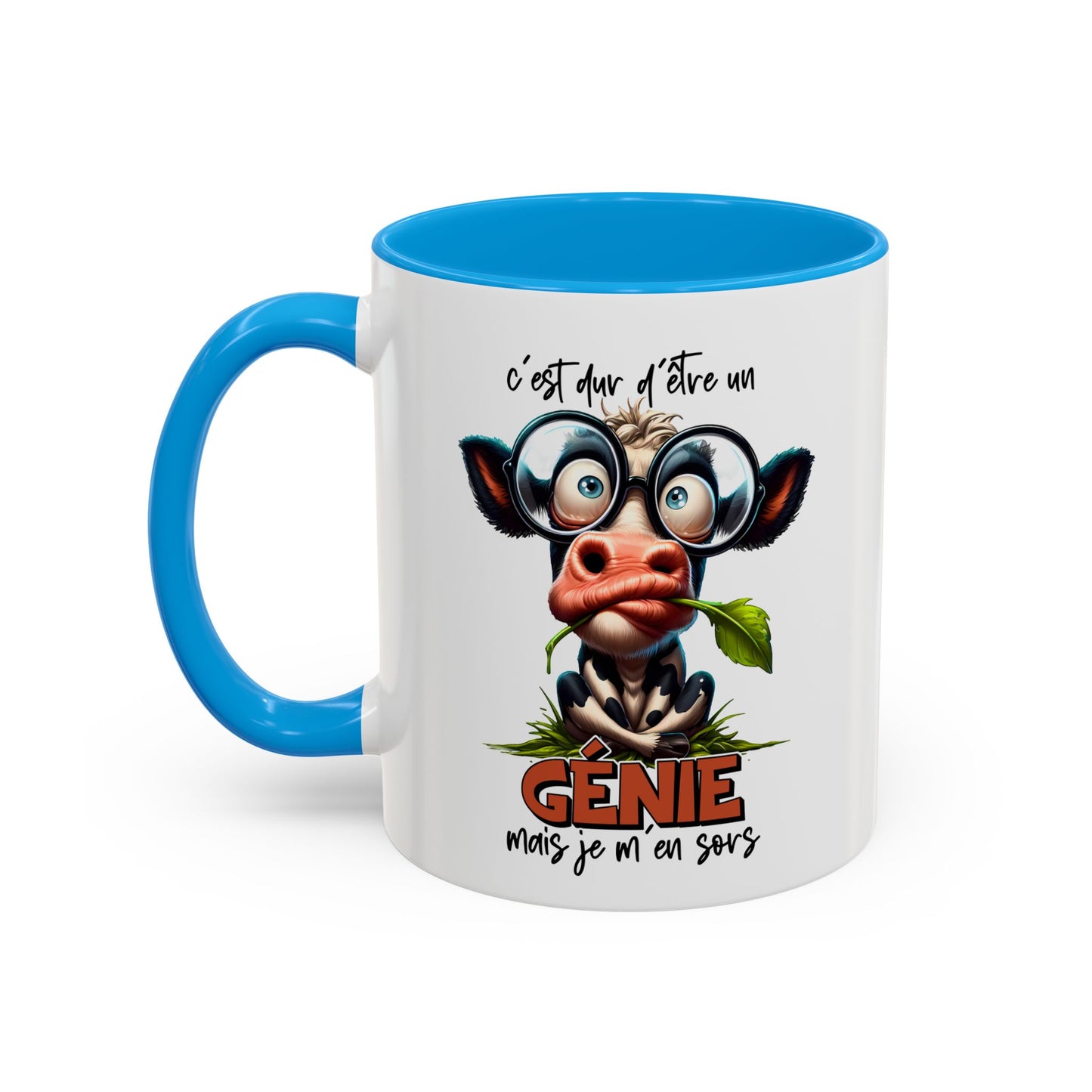 Tasse C’est Dur D’Être Un Génie Mais Je M’En Sors – Mug Humour Vache Drôle 325ml