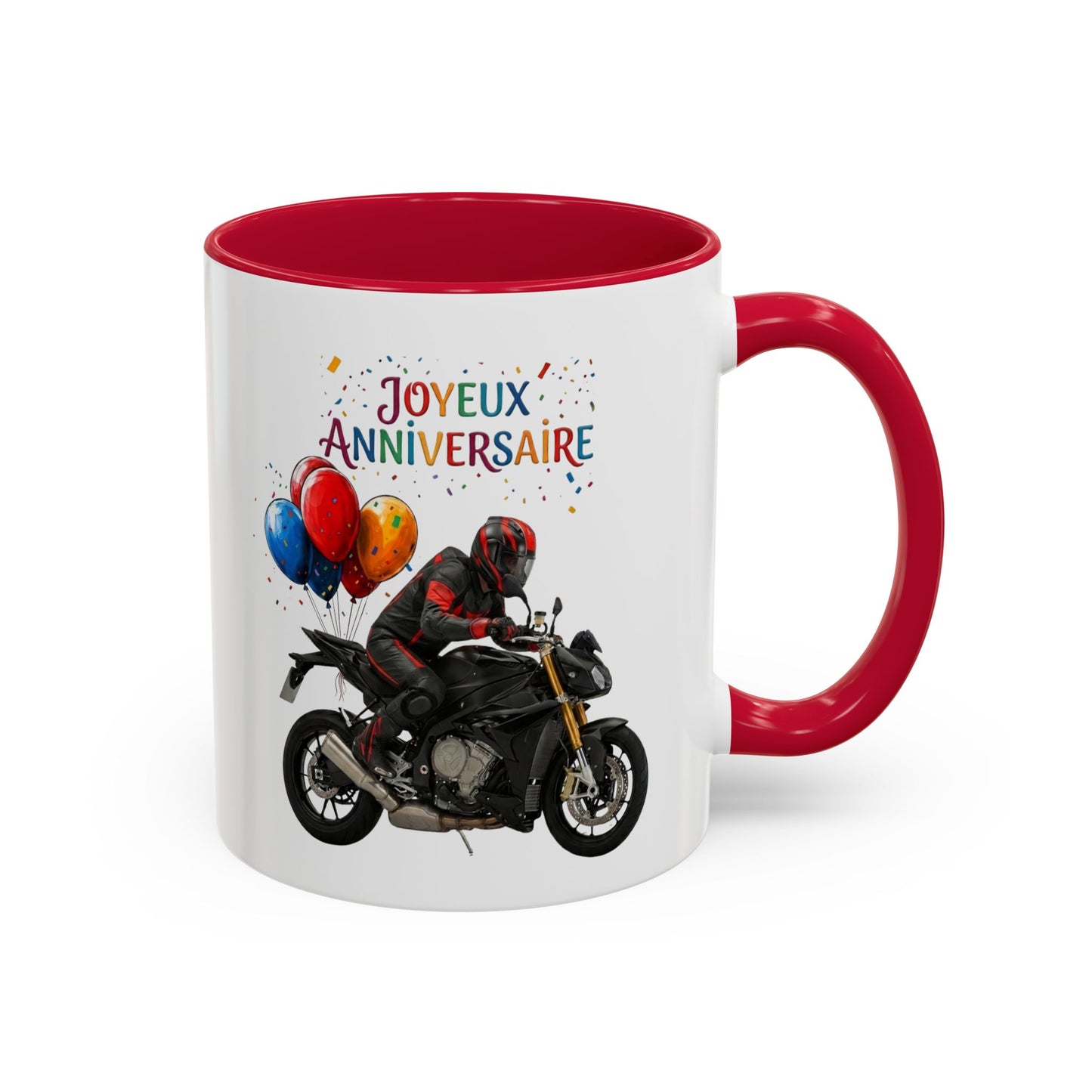 Mug Anniversaire Motard Homme – Tasse Moto Sportive – Idée Cadeau Original Passionné de Moto et Motocyclisme Noir Bleu Rouge