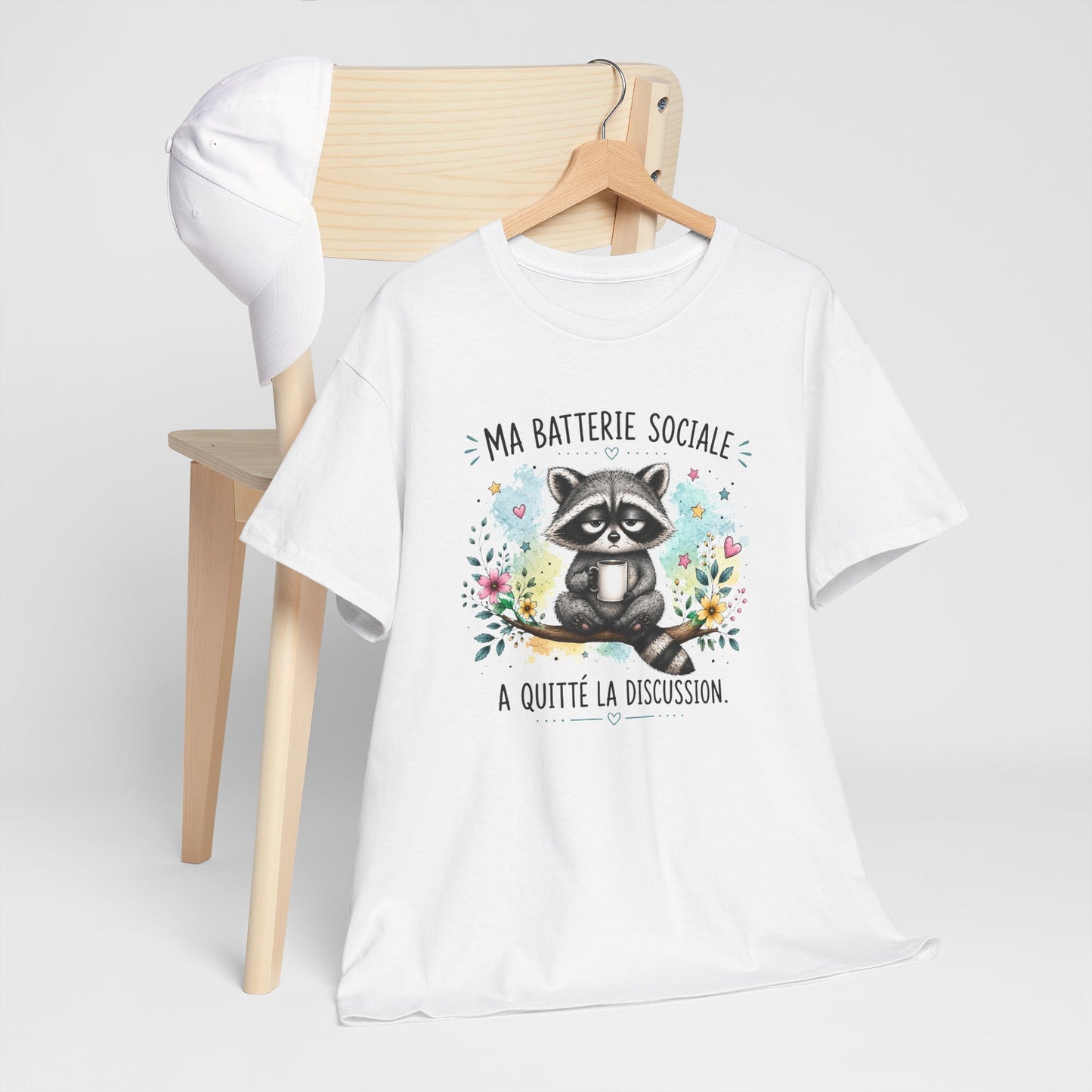Tee-Shirt Humour Homme et Femme – Raton Laveur Drôle Fatigué – Idée Cadeau Original Introverti Animal Mignon Anniversaire