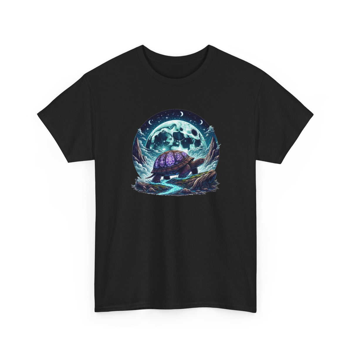 Tee Shirt Tortue Mystique Homme Femme – T-Shirt Tortue Lune Univers Fantastique – Illustration Magique – Idée Cadeau Originale