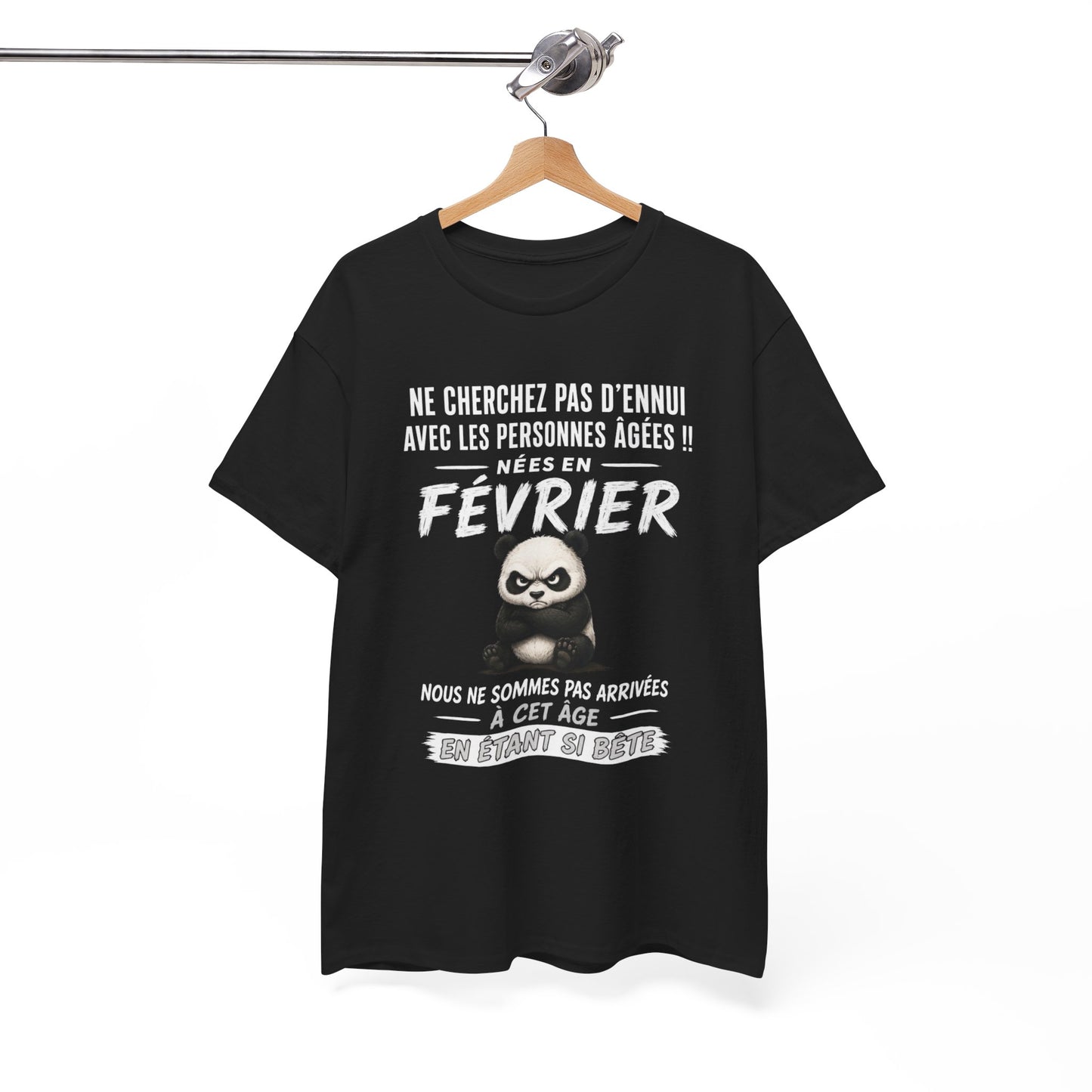 Tee-Shirt Retraité Février Humour – Cadeau Anniversaire Senior Homme Femme – Panda Drôle Retraite