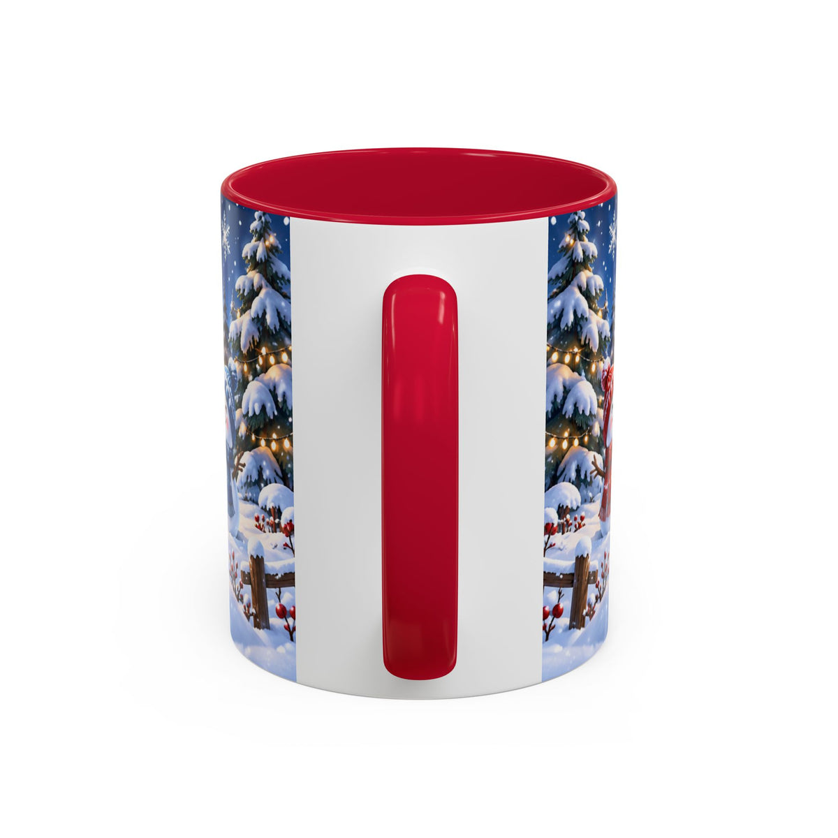 Mug Bonhommes de Neige de Noël – Tasse Hiver avec Sapins Enneigés, Lune et Traîneau du Père Noël – Cadeau Original Homme Femme