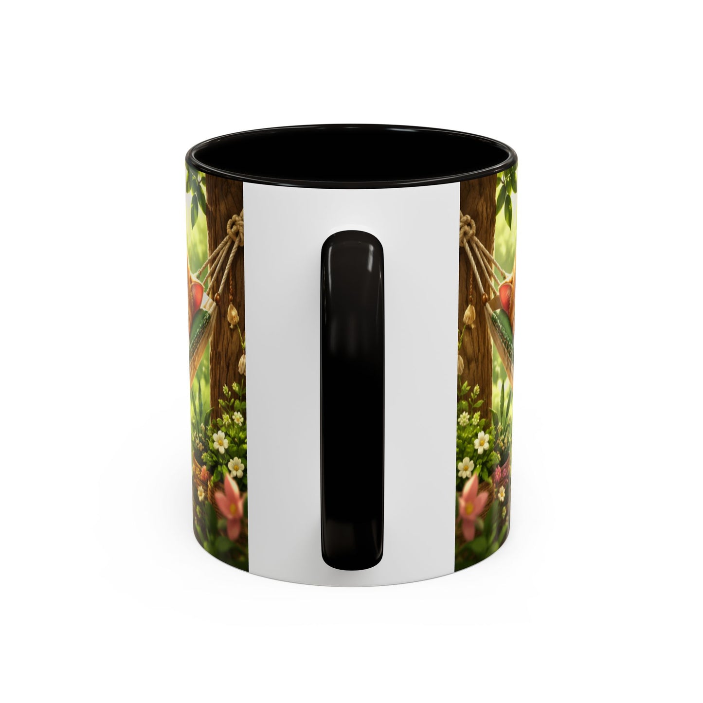 Tasse Chat Dormeur Kawaii – Mug Chaton Endormi Hamac Fleuri – Cadeau Amoureux des Chats 325ml