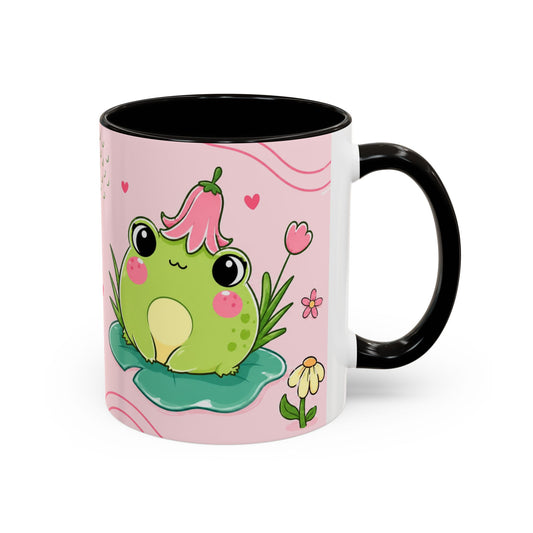 Tasse Grenouilles Kawaii – Mug Cute avec Frogs Pastel et Fleurs – Cadeau Mignon Enfant Fille 325ml