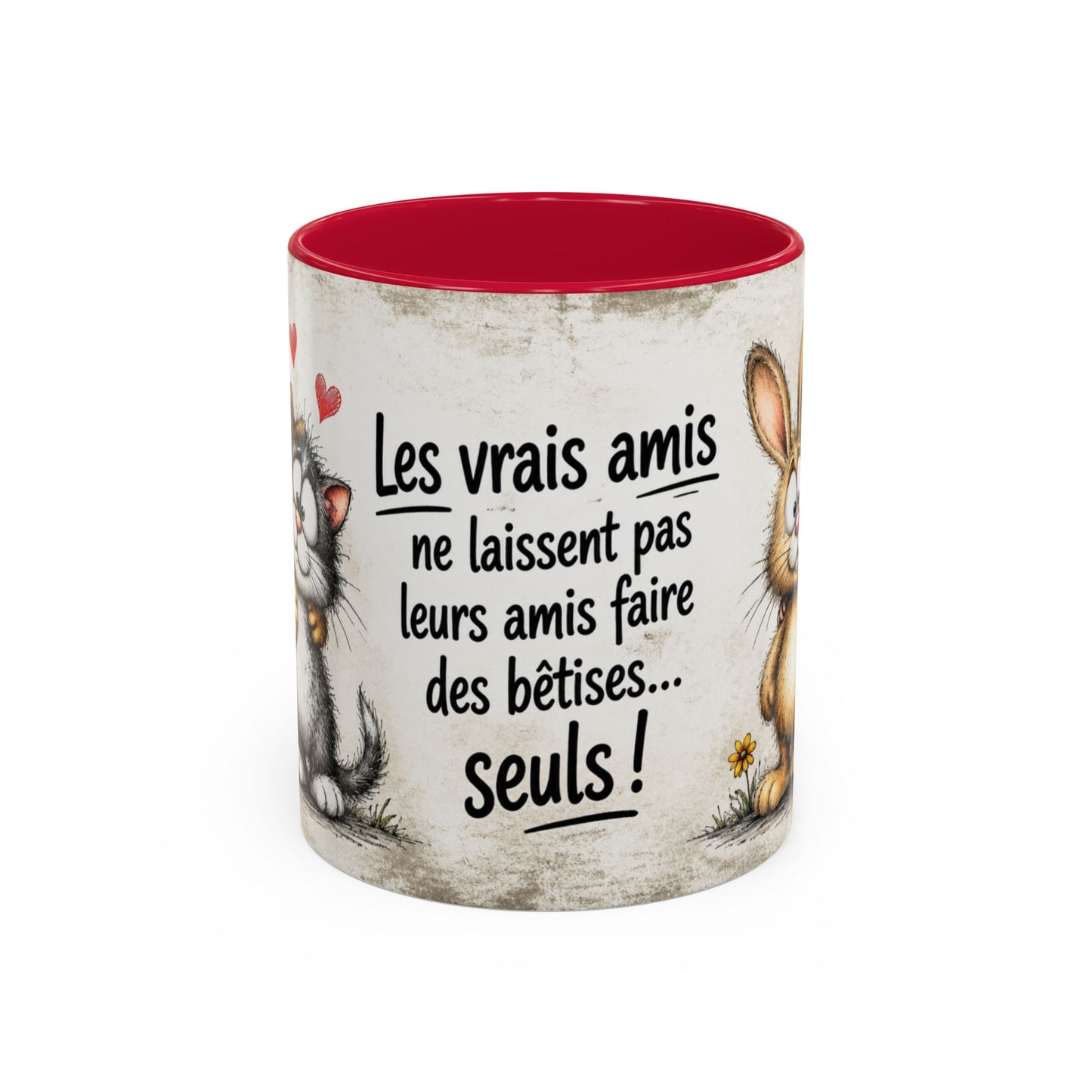 Tasse Humour Amitié Animaux Mignons – Les Vrais Amis Ne Laissent Pas Leurs Amis Faire Des Bêtises Seuls – Cadeau Ami 325ml