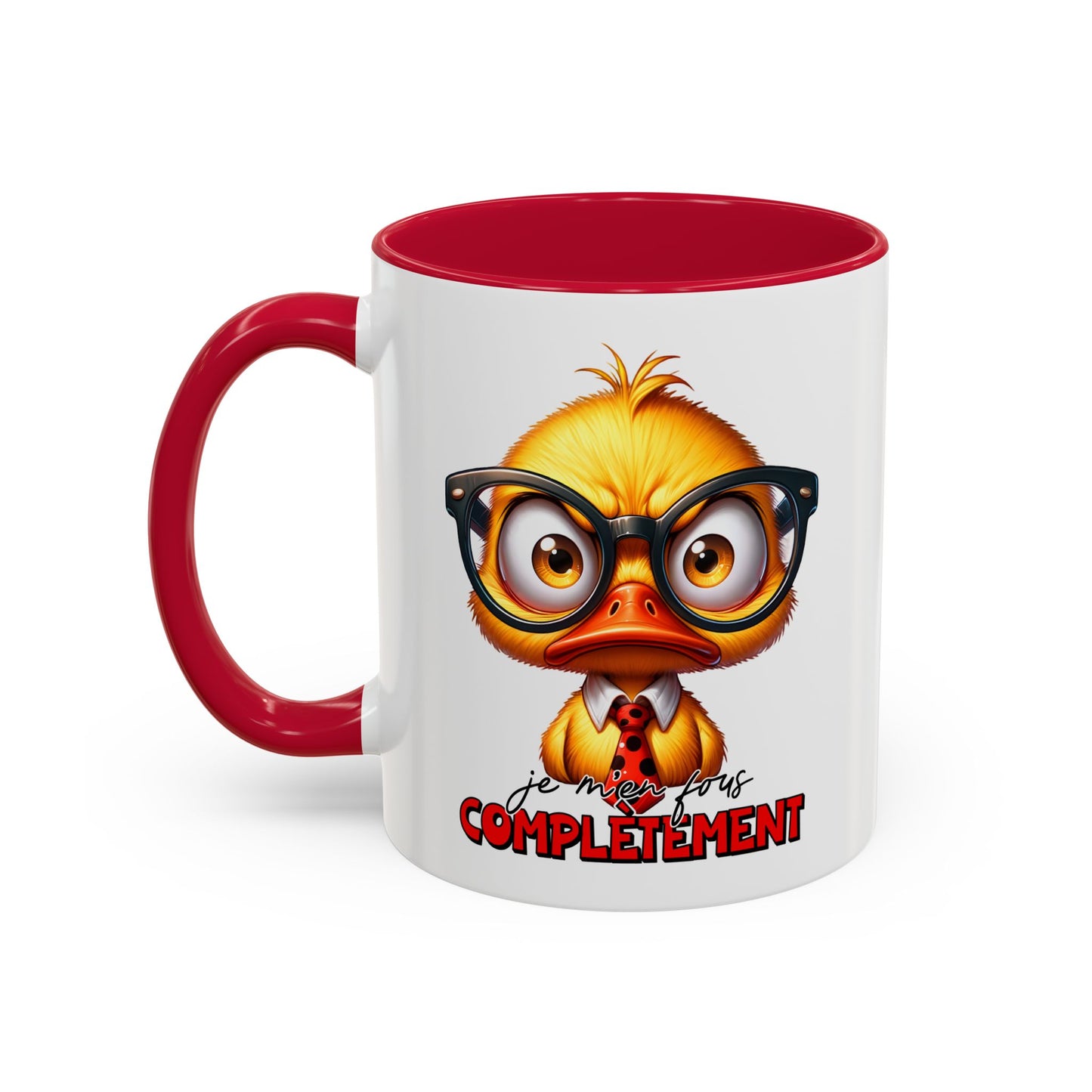 Tasse Je M’en Fous Complètement – Mug Canard Humour Geek Cartoon – Cadeau Drôle Homme Femme 325ml