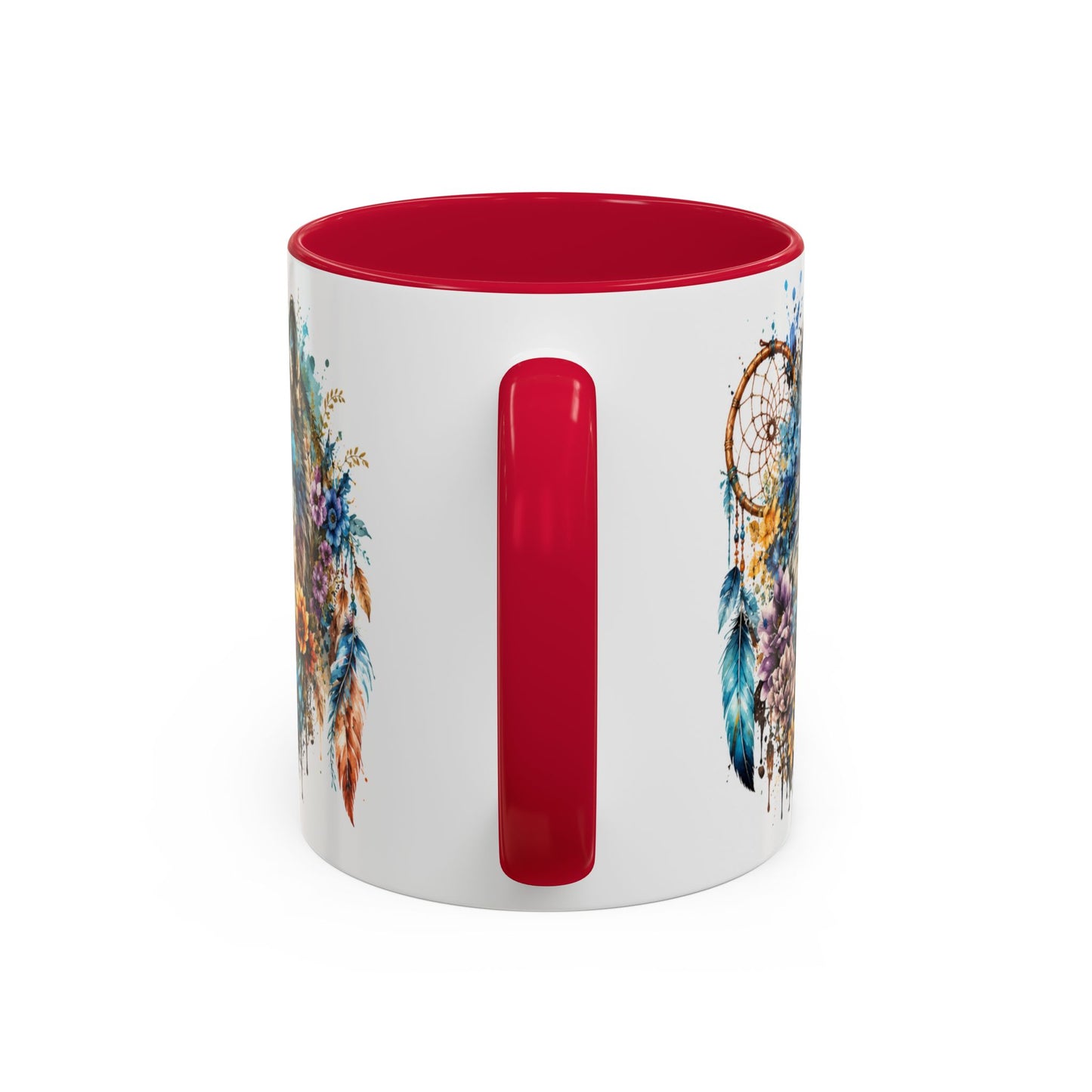 Tasse Loup Bohème – Mug Attrape-Rêves et Fleurs Colorées – Cadeau Animal Spirituel Homme Femme 325ml