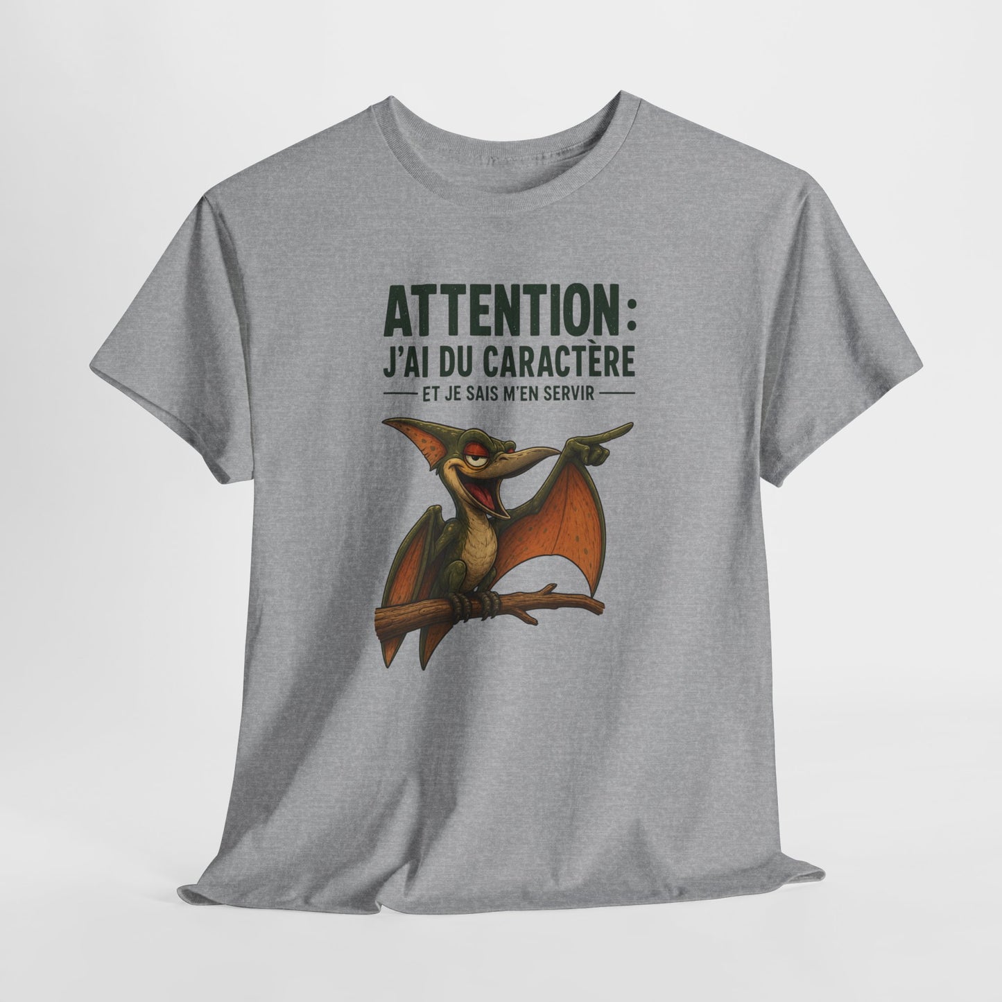 T-Shirt Humour Homme et Femme – Dinosaure Volant Drôle – Gros Caractère Sarcastique – Cadeau Original Anniversaire