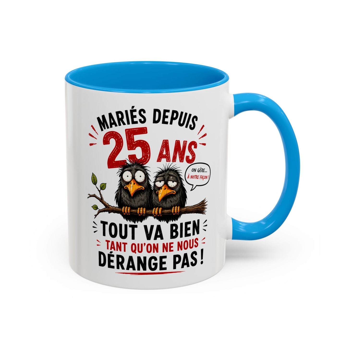 Tasse Mariés Depuis 25 Ans – Mug Humour Anniversaire de Mariage Homme Femme – Cadeau Couple 25 Ans de Mariage 325 ml
