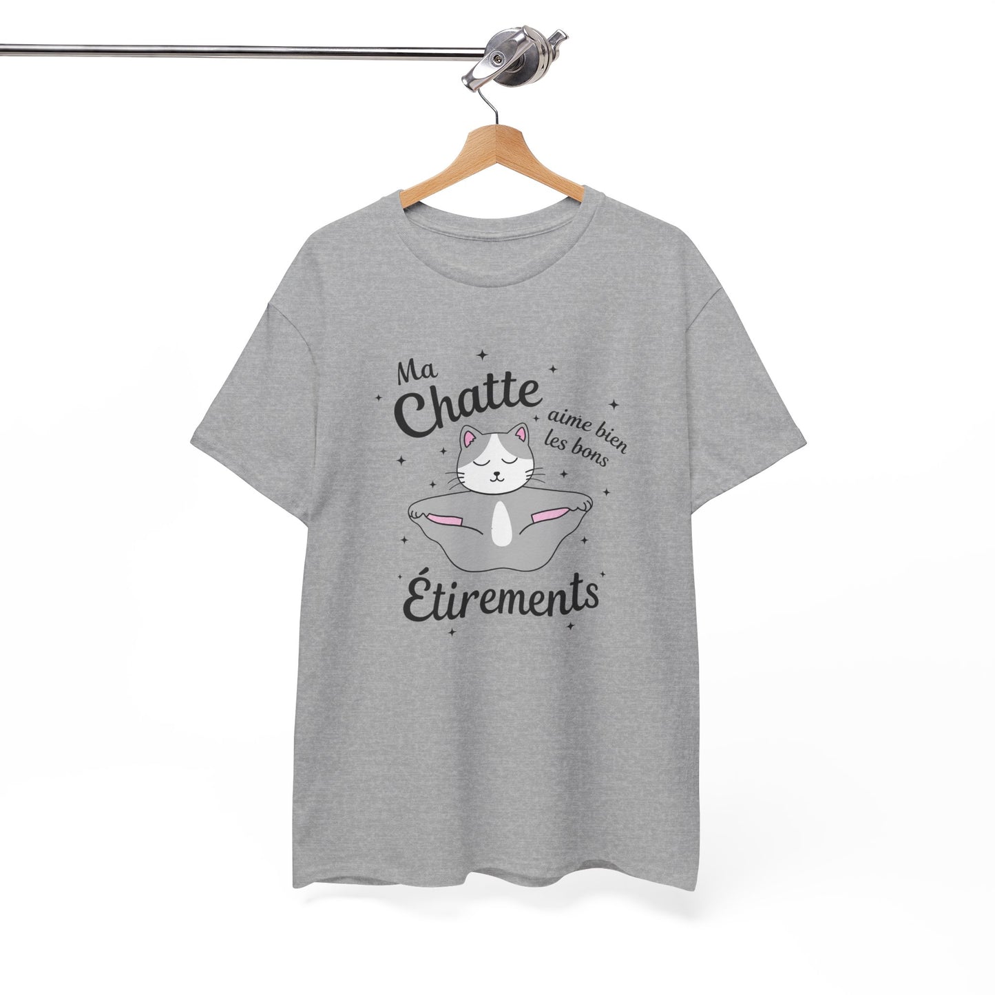 Tee-Shirt Chat Humour Femme – Félin Yoga Étirements – Cadeau Original Drôle pour Amoureuse des Chats