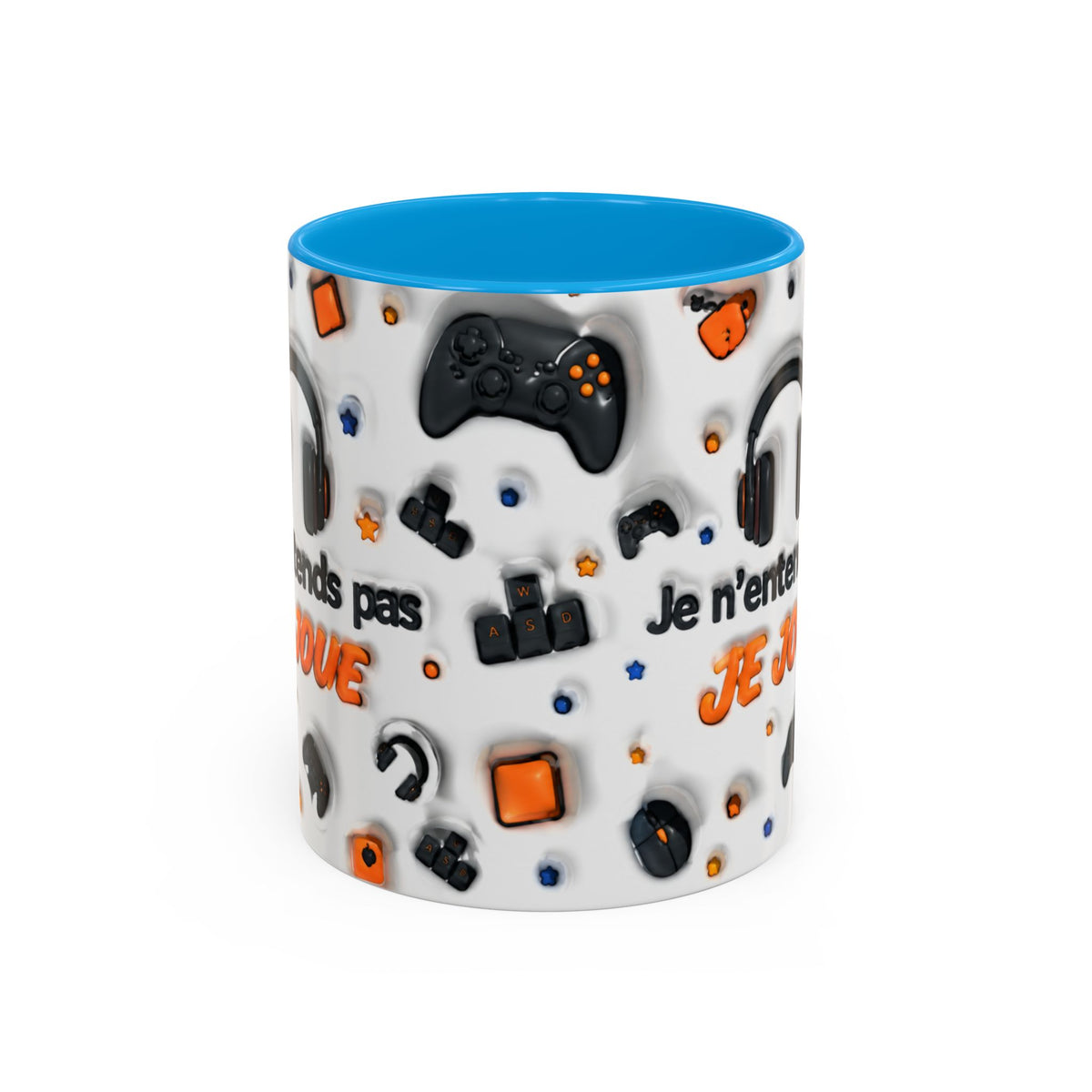 Mug Gamer « Je n’entends pas, je joue » – Tasse Gaming avec Casque, Manettes et Clavier – Cadeau Original Joueur Jeux Vidéo