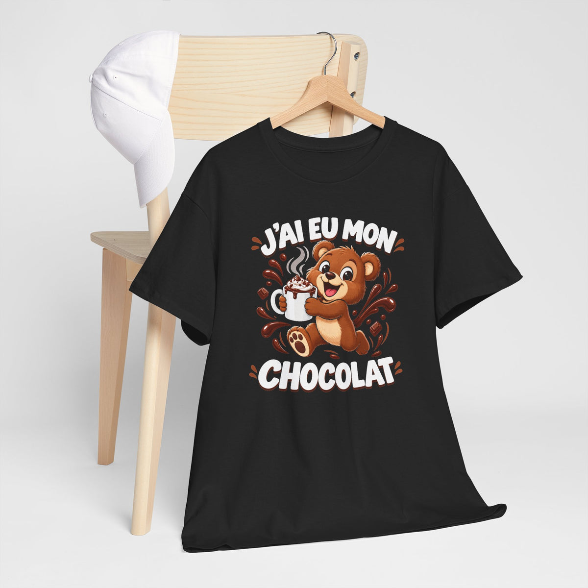 Tee Shirt Chocolat Homme Femme – J’ai Eu Mon Chocolat – T-Shirt Humour Gourmand Ours Cadeau Drôle