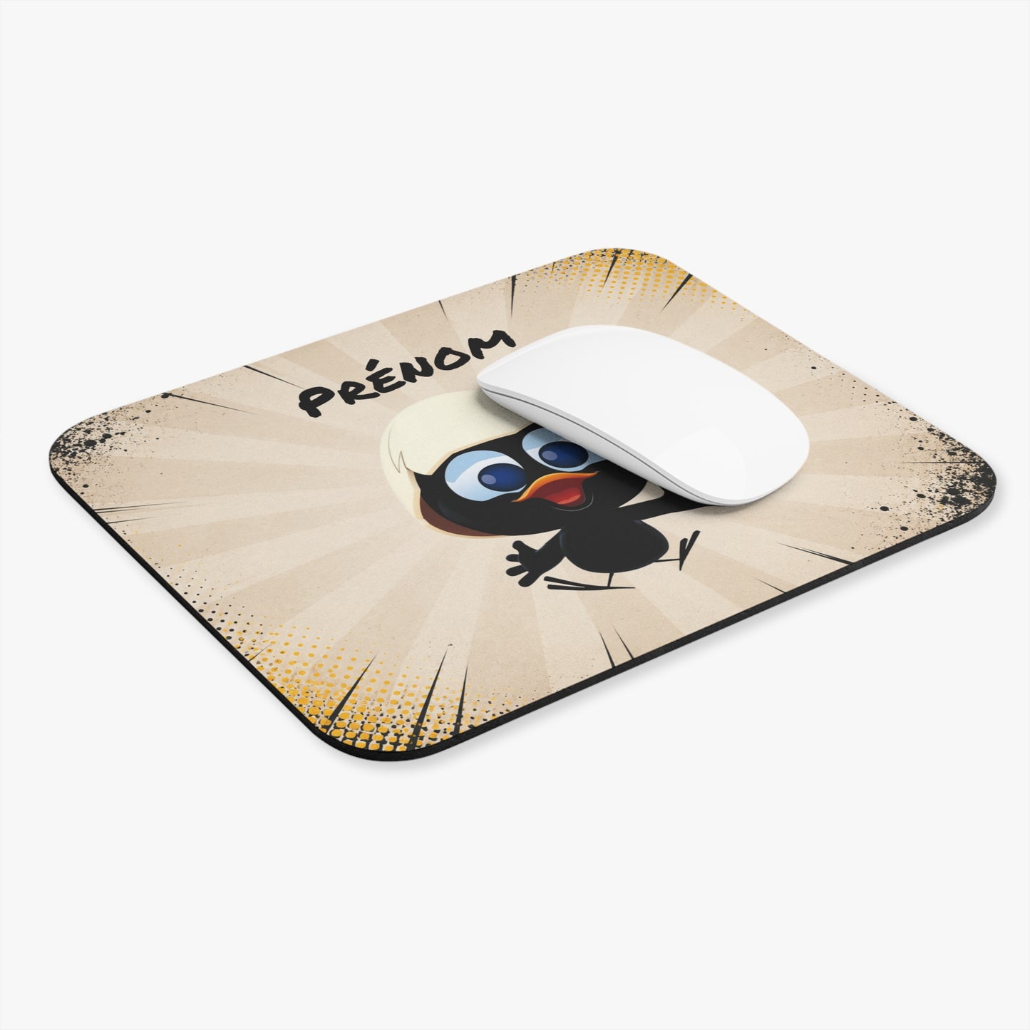 Tapis de Souris 22x18cm Personnalisé Prénom Poussin Style Calimero Cadeau Humour Homme Femme Enfant Anniversaire Bureau Gaming