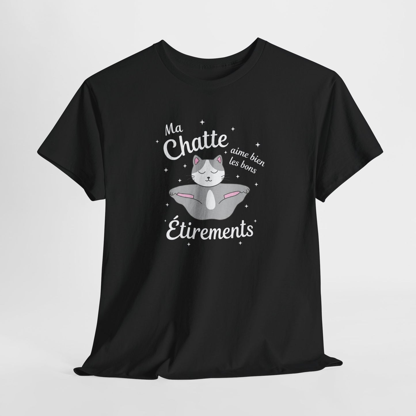 Tee-Shirt Chat Humour Femme – Félin Yoga Étirements – Cadeau Original Drôle pour Amoureuse des Chats