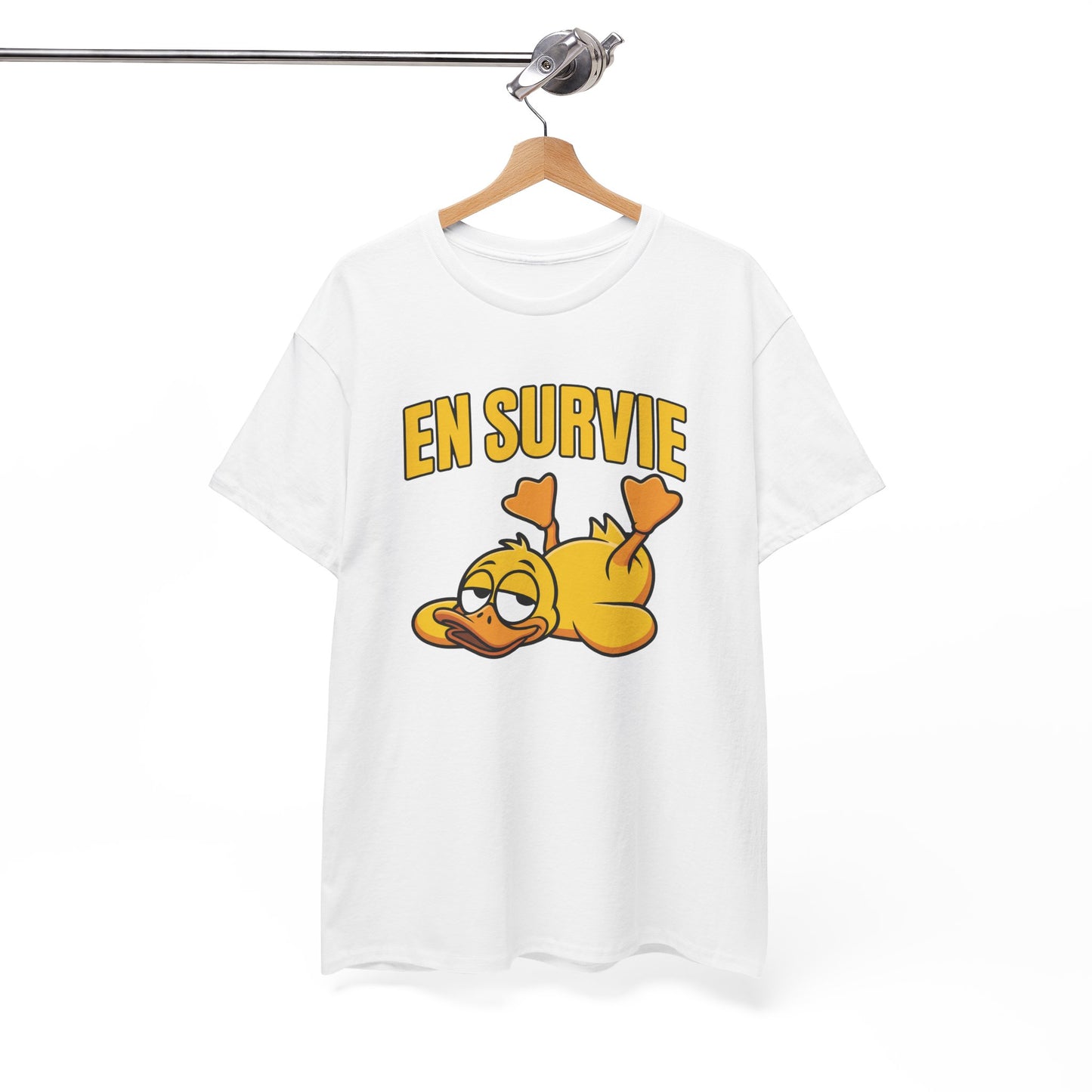 T-Shirt Humour En Survie – Tee Shirt Drôle Canard Fatigué Mode Survie Travail Fatigue Citation Fun Sarcastique Cadeau Homme Femme